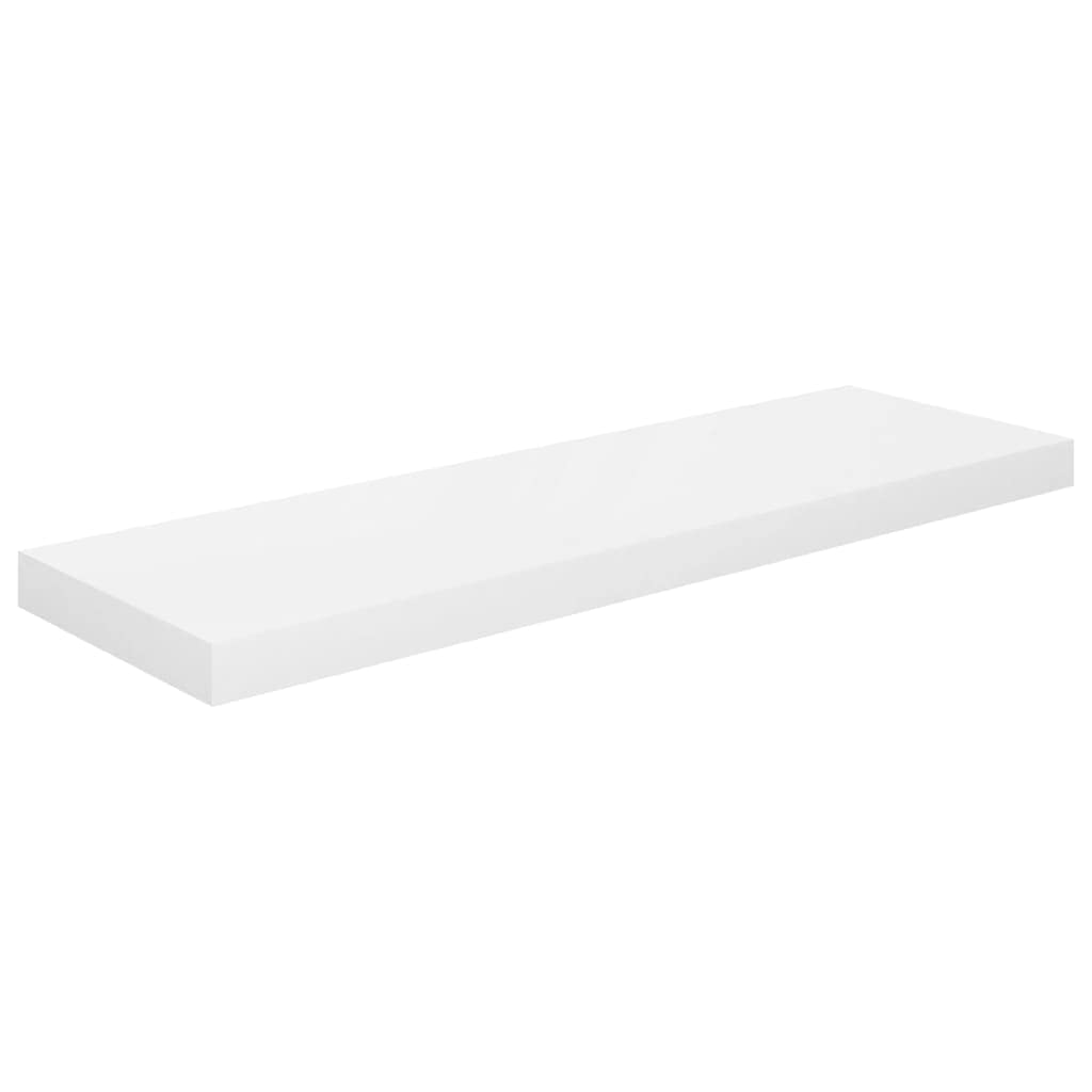 CHARMMA 323753 Floating Wall Shelves Set of 4 - High Gloss White MDF Shelves 31.5x9.25x1.5 Inches - Modern Wall Storage for Living Room, Bedroom, Bathroom & Office Organization