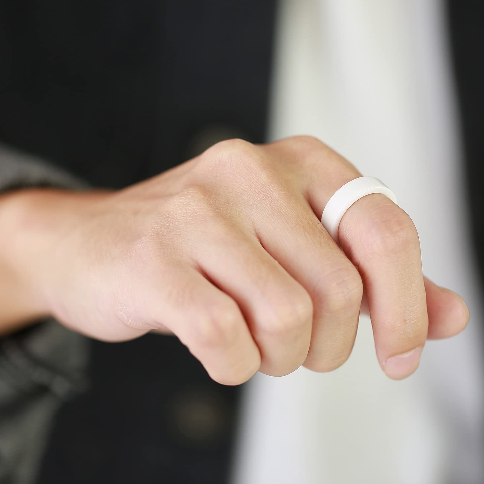 6MM Comfort Fit Ceramic Rings for Men - White & Black Plain Band Wedding Promise Rings for Him | Durable & Hypoallergenic Jewelry for Everyday Wear, Gifts & Special Occasions
