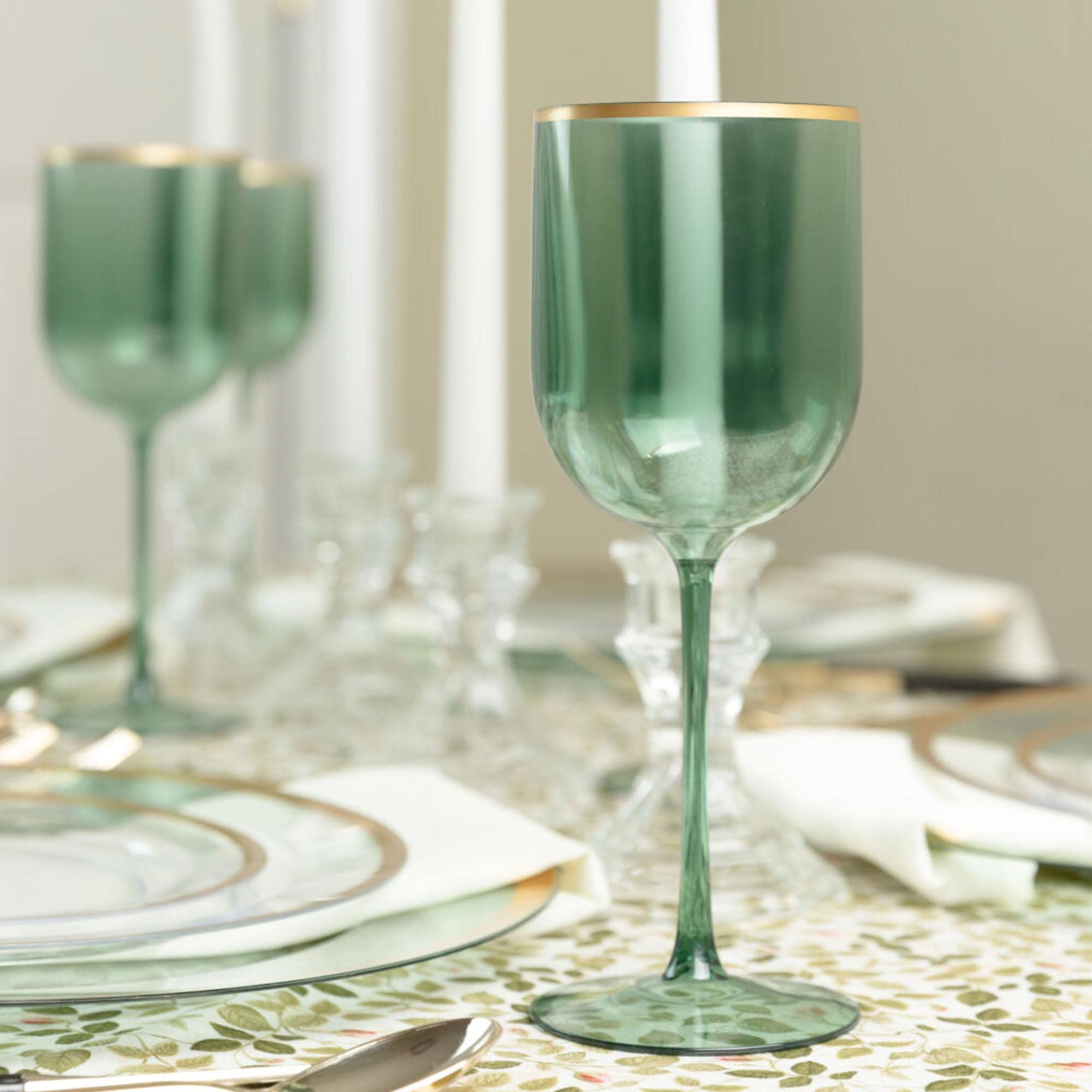 EcoQuality 12 oz Translucent Plastic Wine Glasses with Gold Rim - Shatterproof Reusable Stemware for Weddings, Parties & Events (120 Pack) | Elegant Disposable Drink Cups for Cocktails, Champagne & Beverages