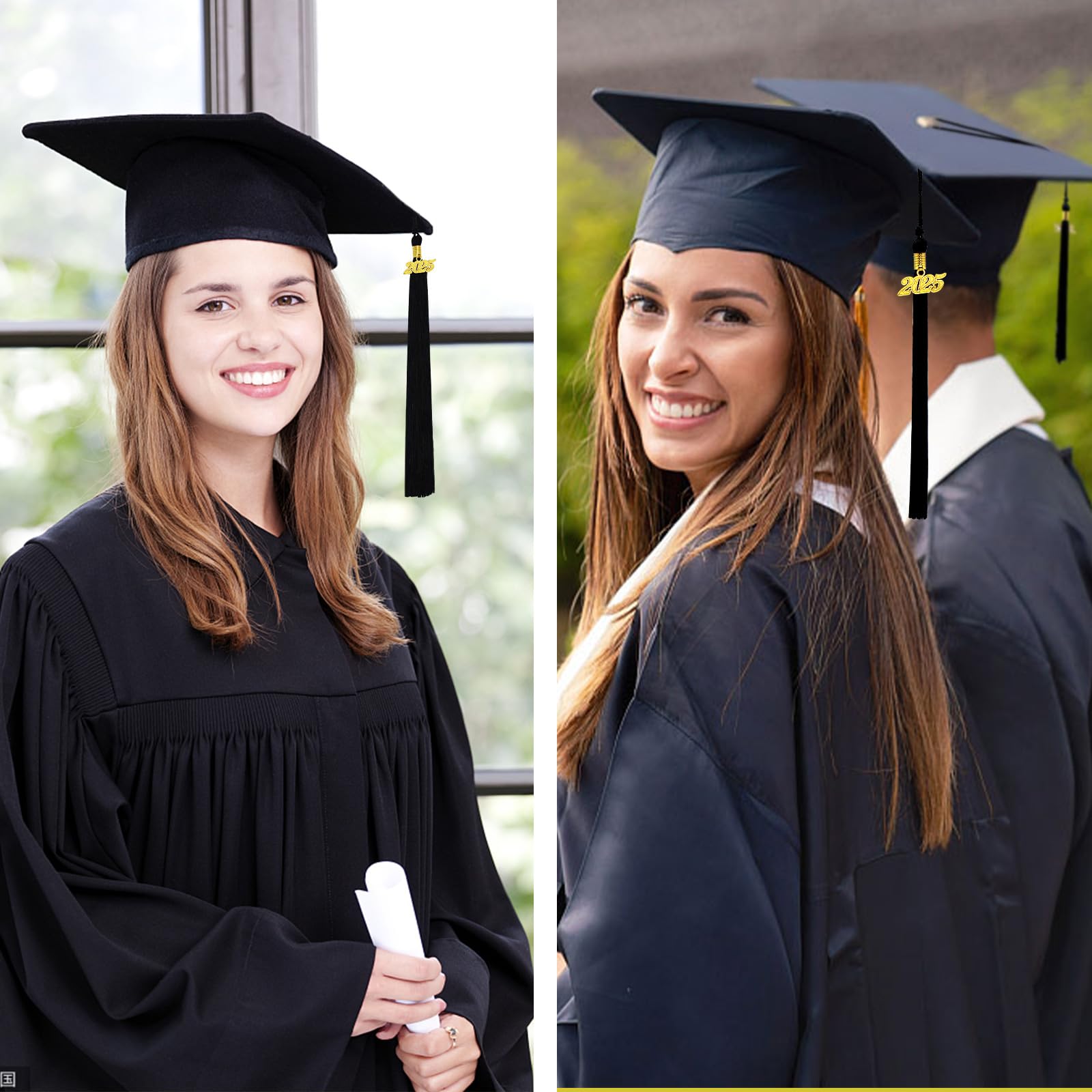 2025 Graduation Tassel - Black Academic Tassel with Gold 2025 Charm for High School & College Graduation Ceremonies - Perfect for Commencement, Yearbooks & Photo Keepsakes