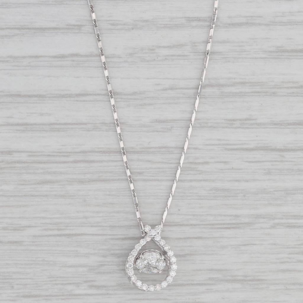 0.47ctw Floating Diamond Teardrop Pendant Necklace - 14k White Gold 18