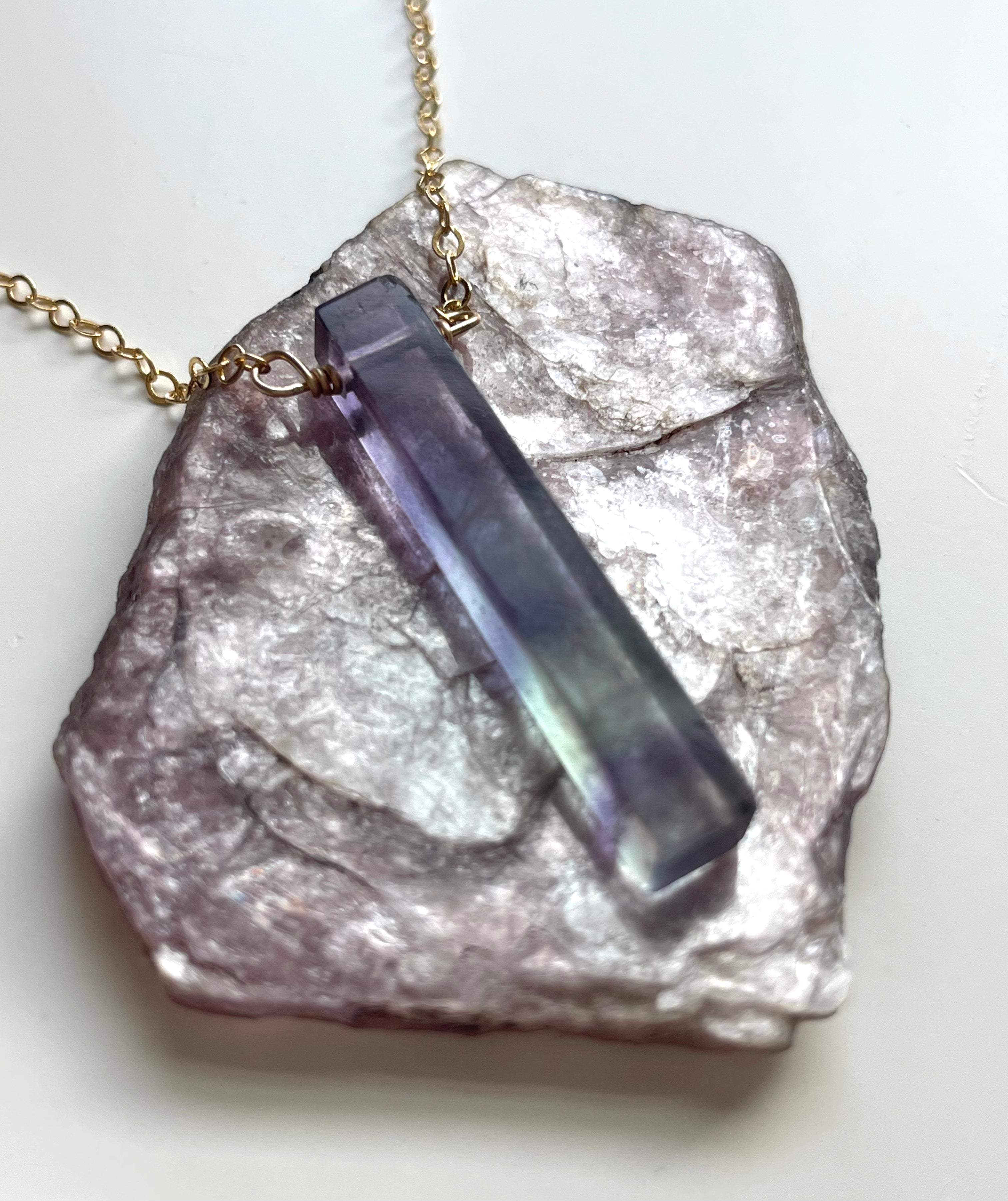 Natural Fluorite Crystal Pendant Necklace for Women – Healing Stone Jewelry for Energy Balance & Stress Relief | Perfect for Meditation, Yoga & Spiritual Gifts