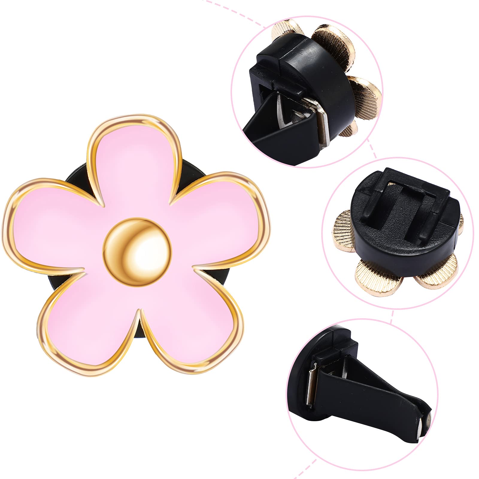Frienda 6 Pcs Daisy Flower Car Air Vent Clips - Pink Car Air Freshener & Decor (3cm & 3.3cm) for AC Vents & Dashboard - Perfect for Home, Office & Car Interior Accessories
