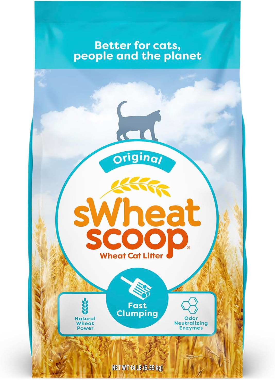 Original sWheat Scoop Natural Wheat Cat Litter - Eco-Friendly, Clumping, Low Dust for Multi-Cat Homes | Perfect for Odor Control & Easy Cleanup in Litter Boxes