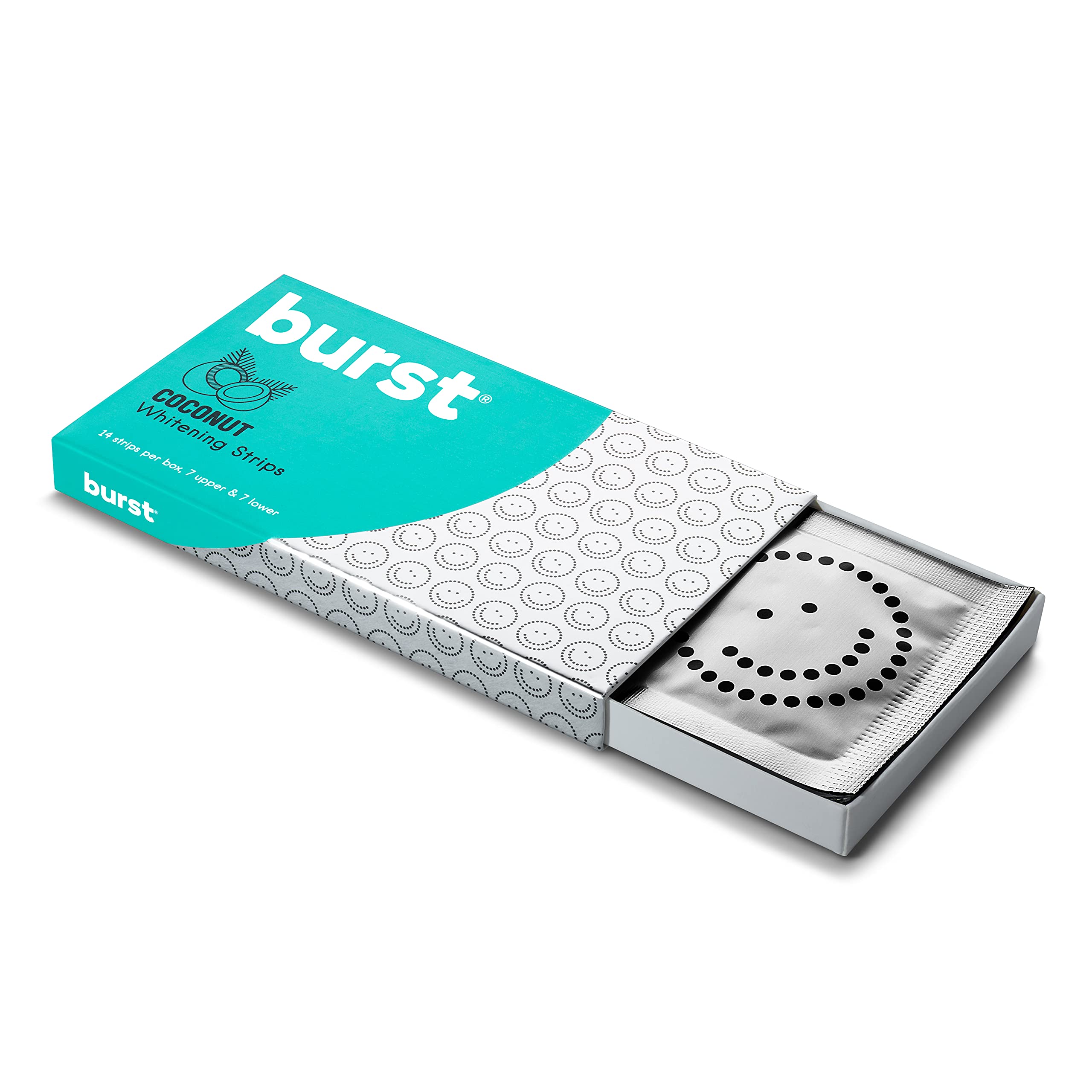 BURST Teeth Whitening Strips with Coconut Oil - Sensitive Teeth Friendly, Gum Care, Enamel Safe, Fast 15-Minute Whitening for Deep Stain Removal - Perfect for Coffee, Wine & Smoking Stains (7 Treatments)
