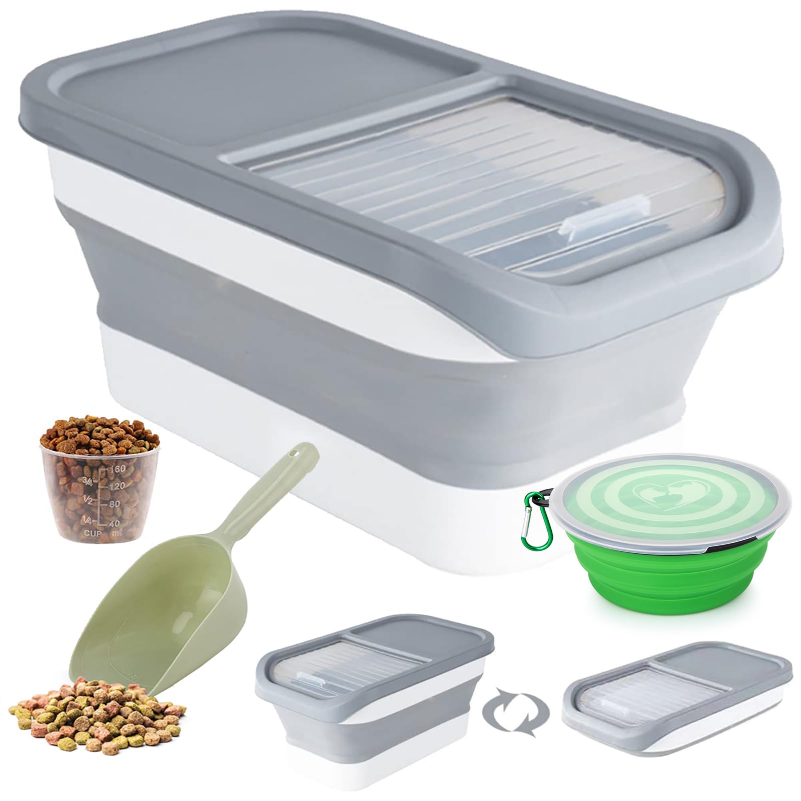**Airtight Foldable Pet Food Storage Container with Lid & Scoop – 5KG-10KG Capacity for Dry Dog & Cat Food – Wheels for Easy Mobility – Perfect for Home, Travel & Bulk Storage**