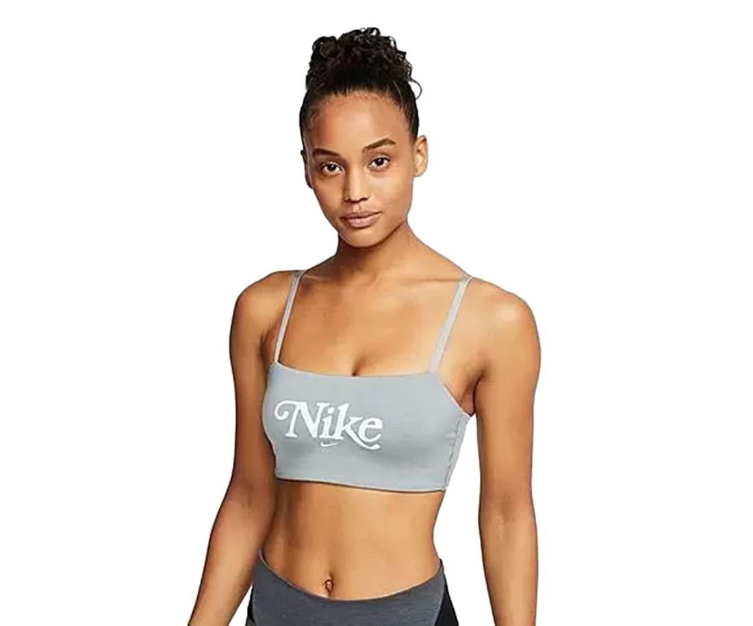Nike Sportswear Logo Light Sports Bra for Women - XS Size, Grey/White-Grey - Perfect for Yoga, Running & Gym Workouts