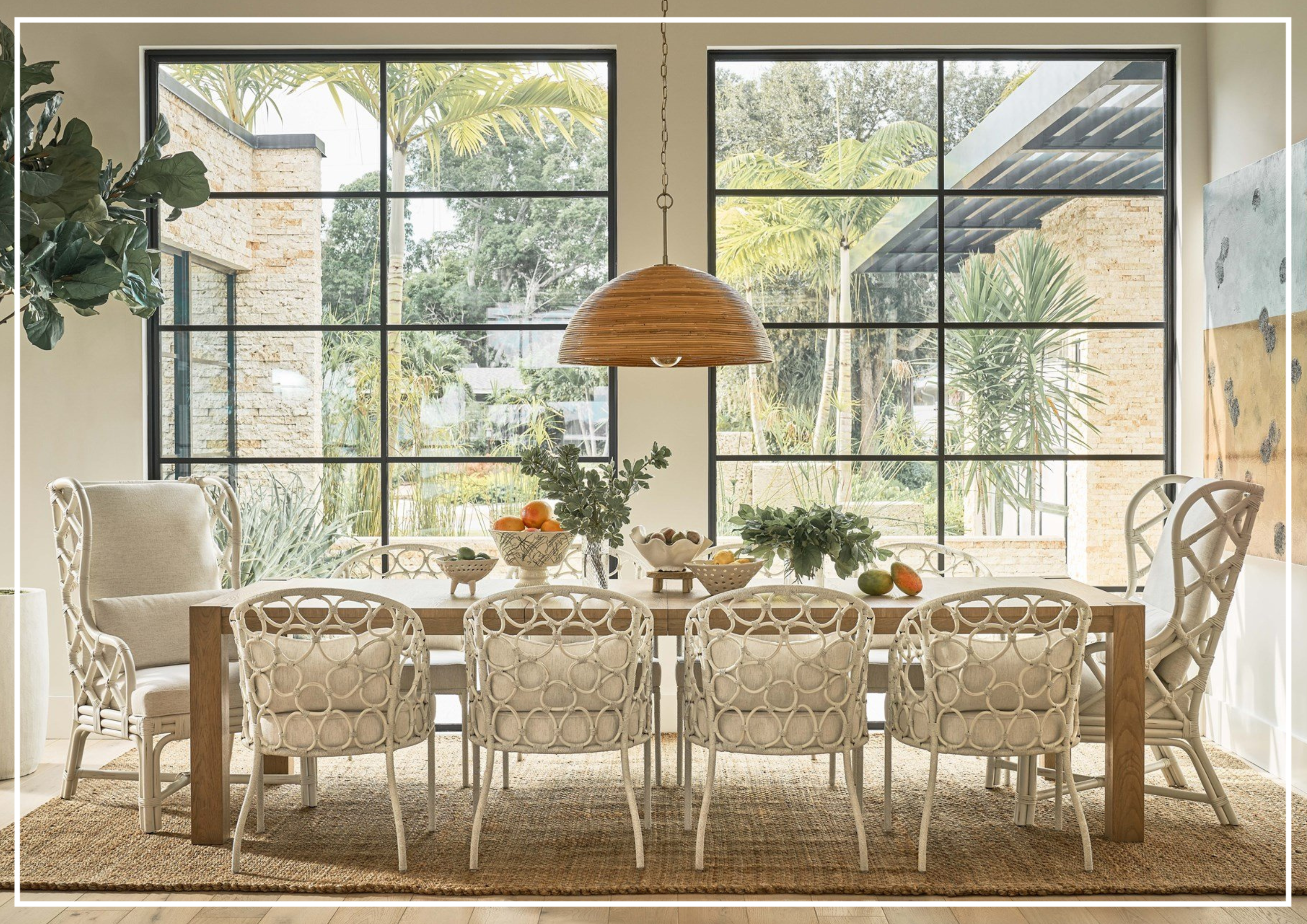 Universal Furniture Weekender Pebble Dining Chair with White Rattan Finish - Modern Rattan Accent Chair for Dining Room, Kitchen, Patio & Outdoor Use