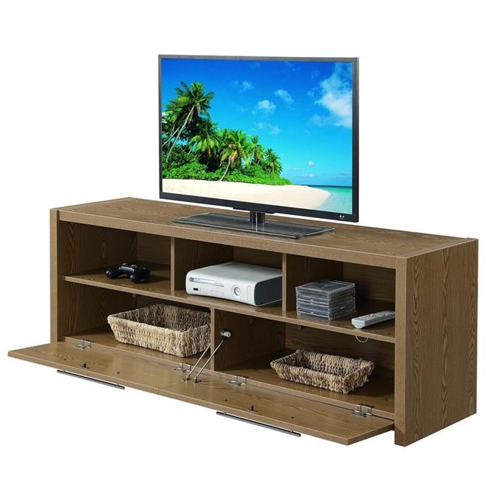 Pemberly Row 60 Inch TV Stand Entertainment Center Console in Vanilla - Modern TV Cabinet for Living Room, Bedroom & Home Theater Setup