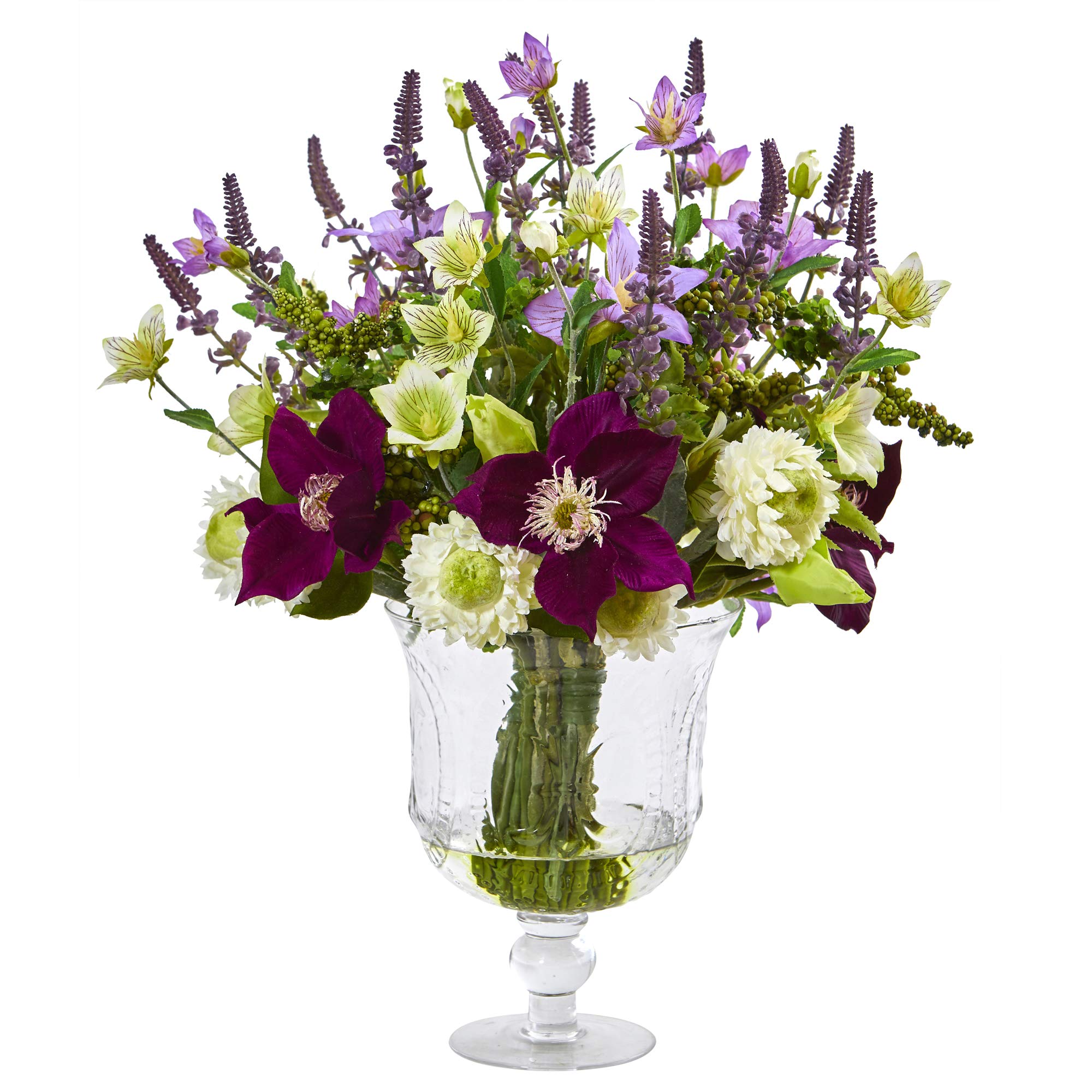 Nearly Natural 18 Inch Mixed Flower Artificial Royal Urn Silk Arrangement - Multi-Colored Floral Centerpiece for Home Decor, Wedding, Funeral & Memorial Services