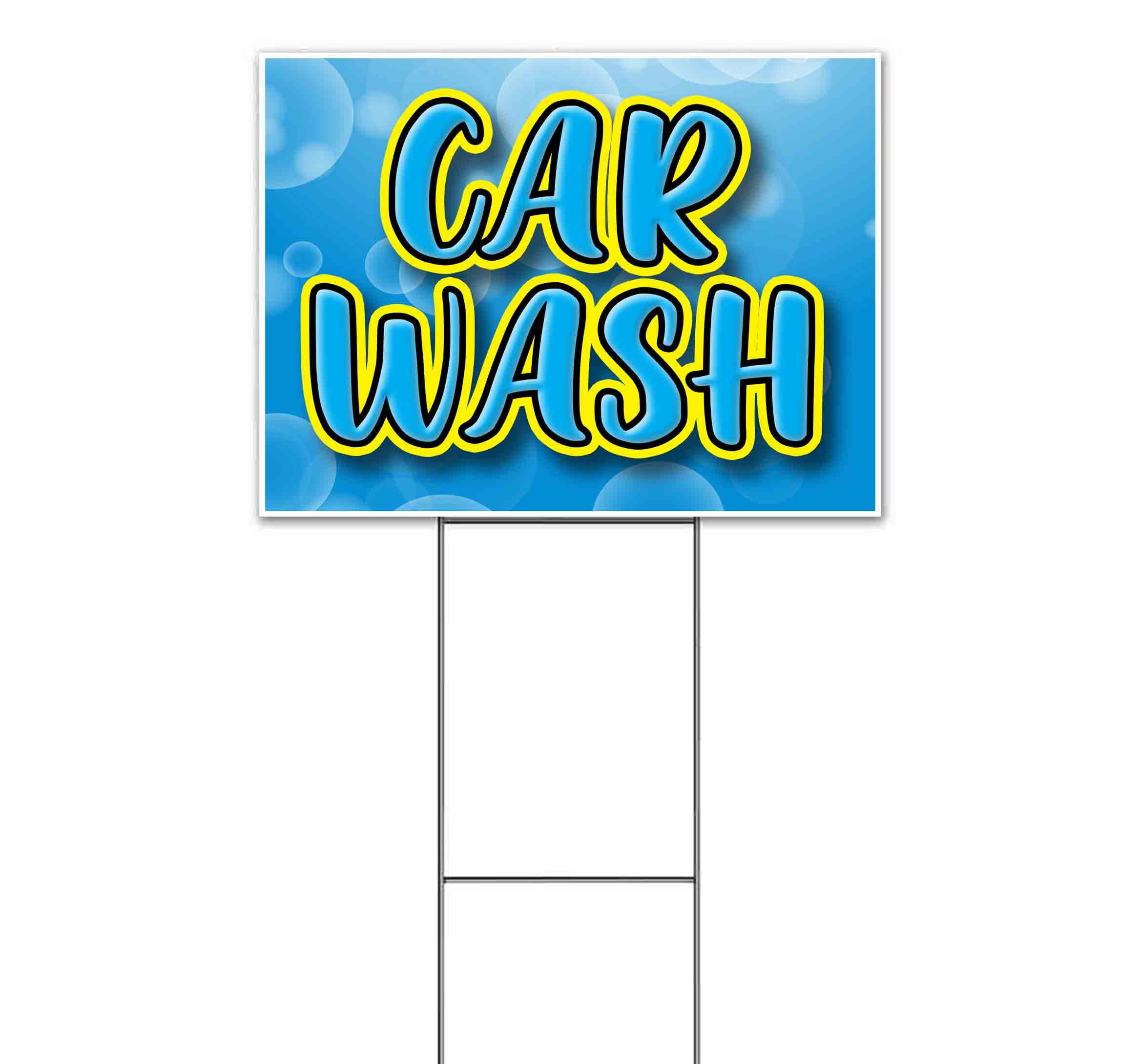 Premium Car Wash Bubbles Yard Sign (18