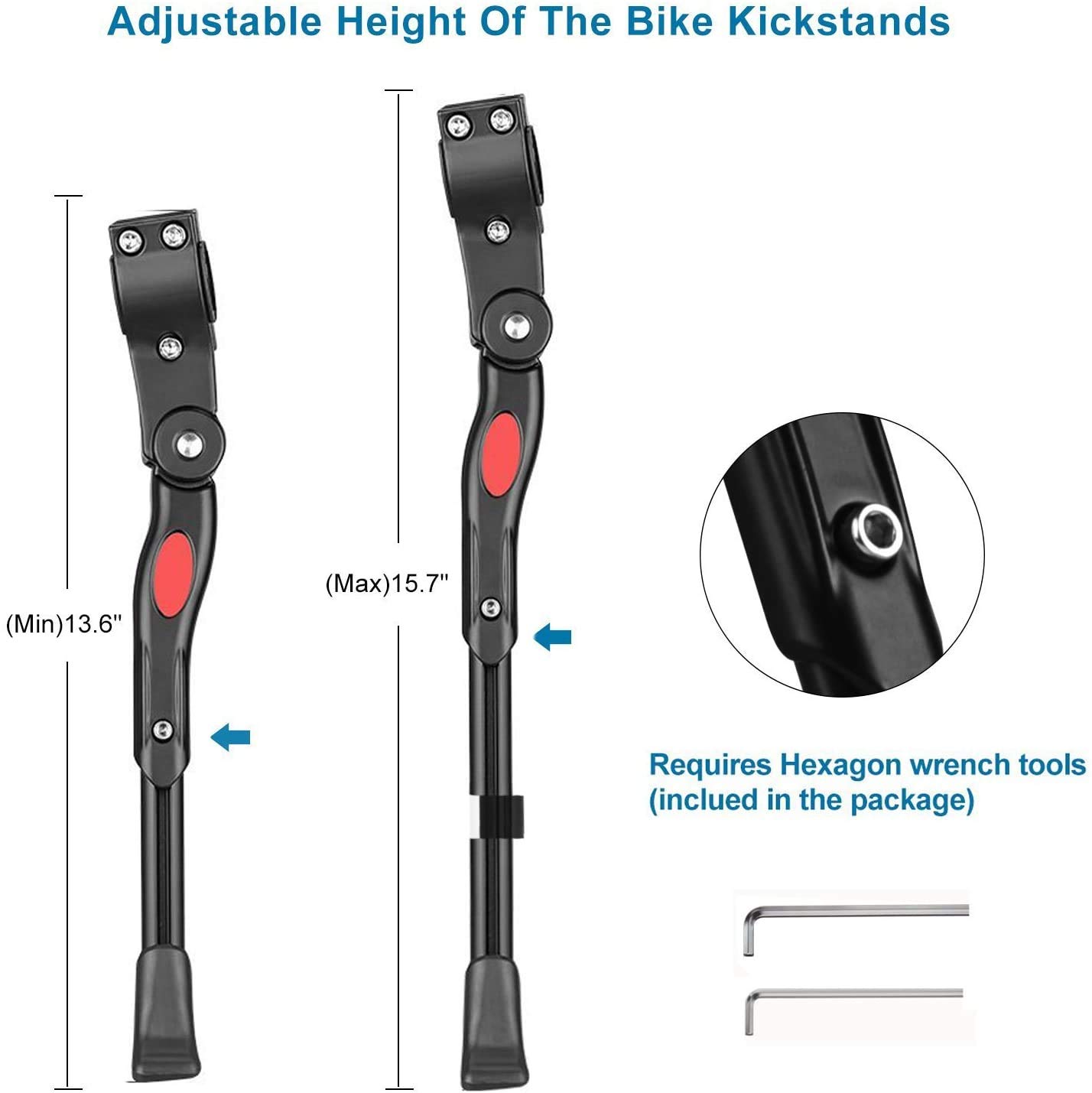 Adjustable Bike Kickstand - Universal Side Support Stand for 22
