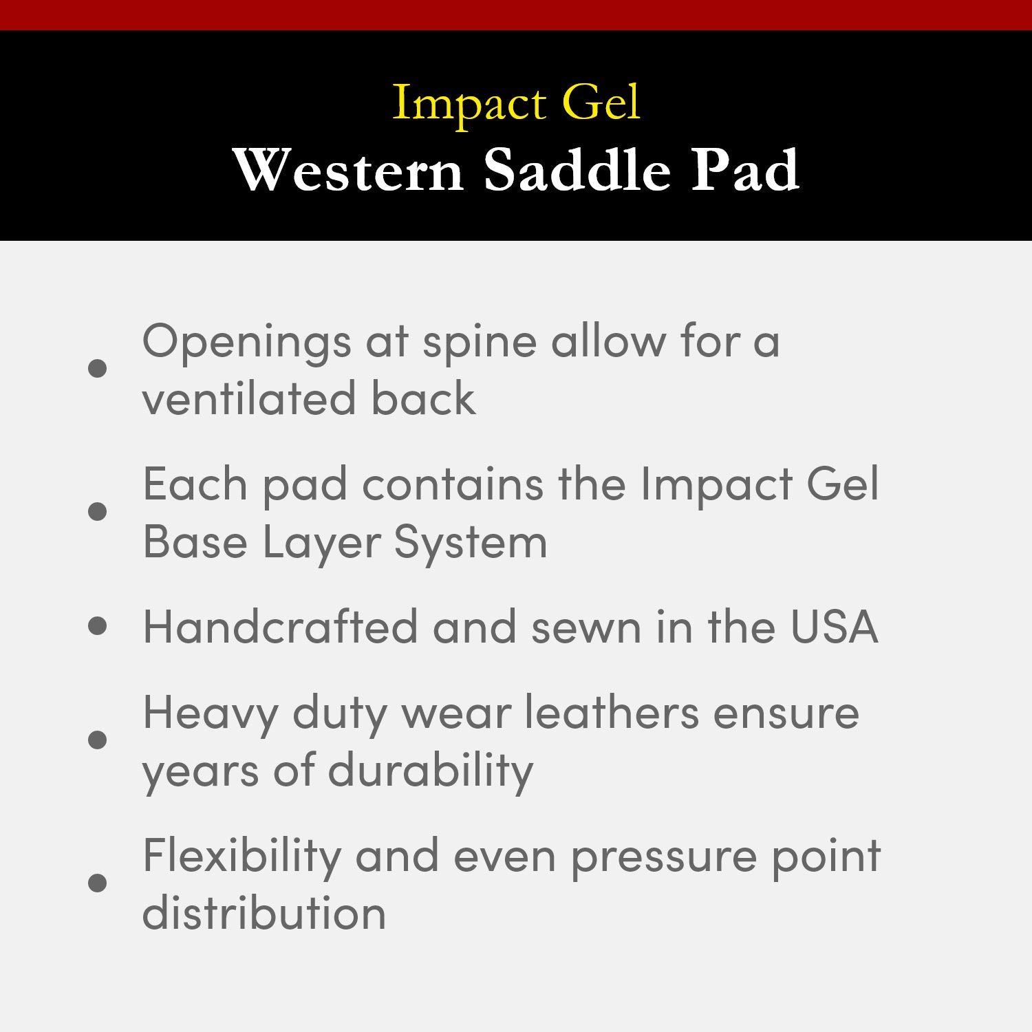 Impact Gel Western Saddle Pad - Shock Absorbing Horse Riding Pad for Comfort & Protection - Perfect for Trail Riding, Rodeo & Equestrian Sports