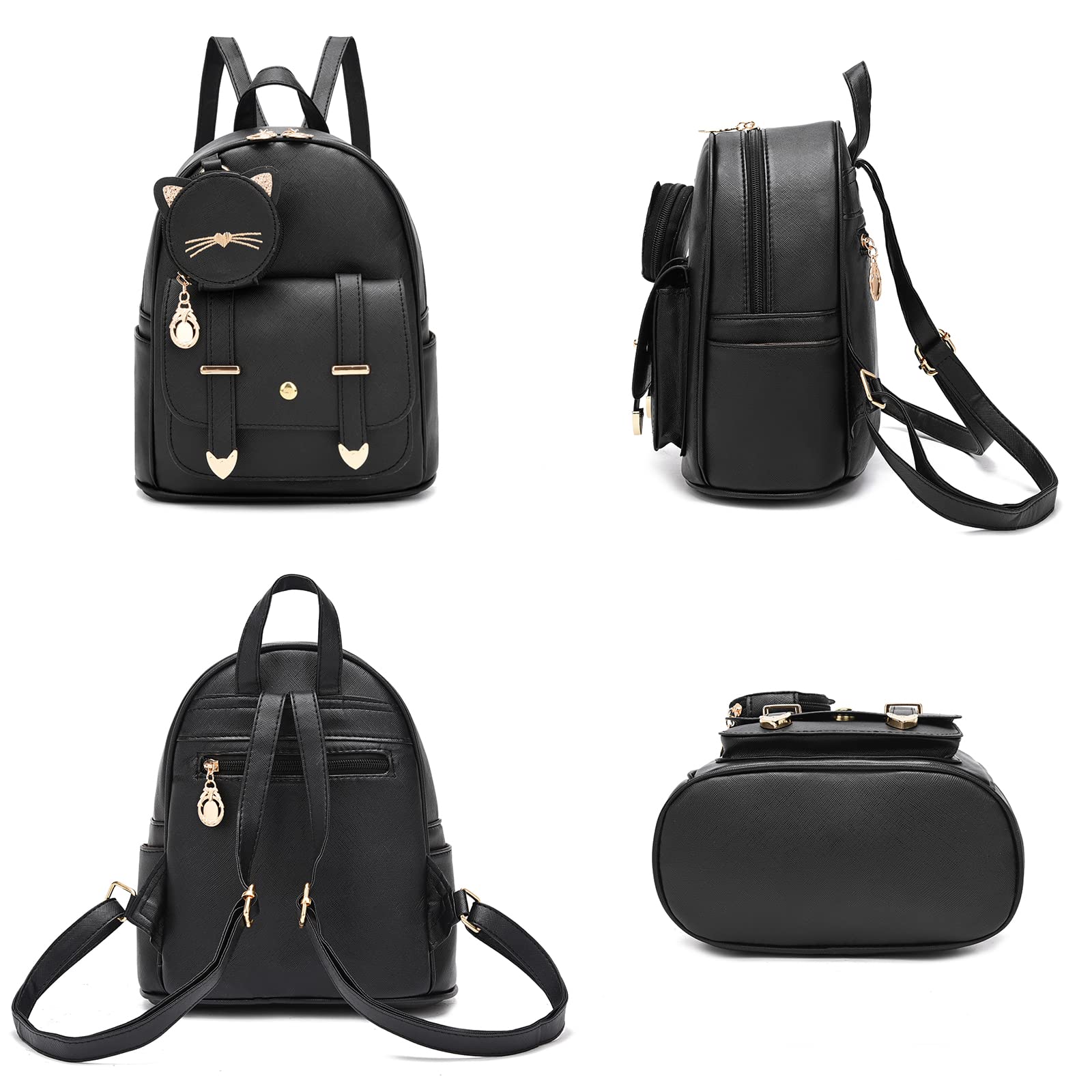 IHAYNER Women's Fashion Mini Backpack - Cute Leather Small Satchel Bag with Kitty Design | Perfect for Travel, Work, School & Daily Use