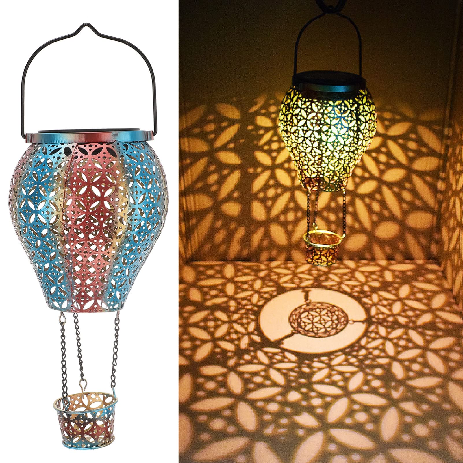 OSALADI Solar Projector Lamp - Outdoor Solar Powered Handheld Lantern for Garden, Yard & Patio | Waterproof Hanging Iron Art Light with Hollow Design | Perfect for Camping, Backyard Decor & Emergency Lighting
