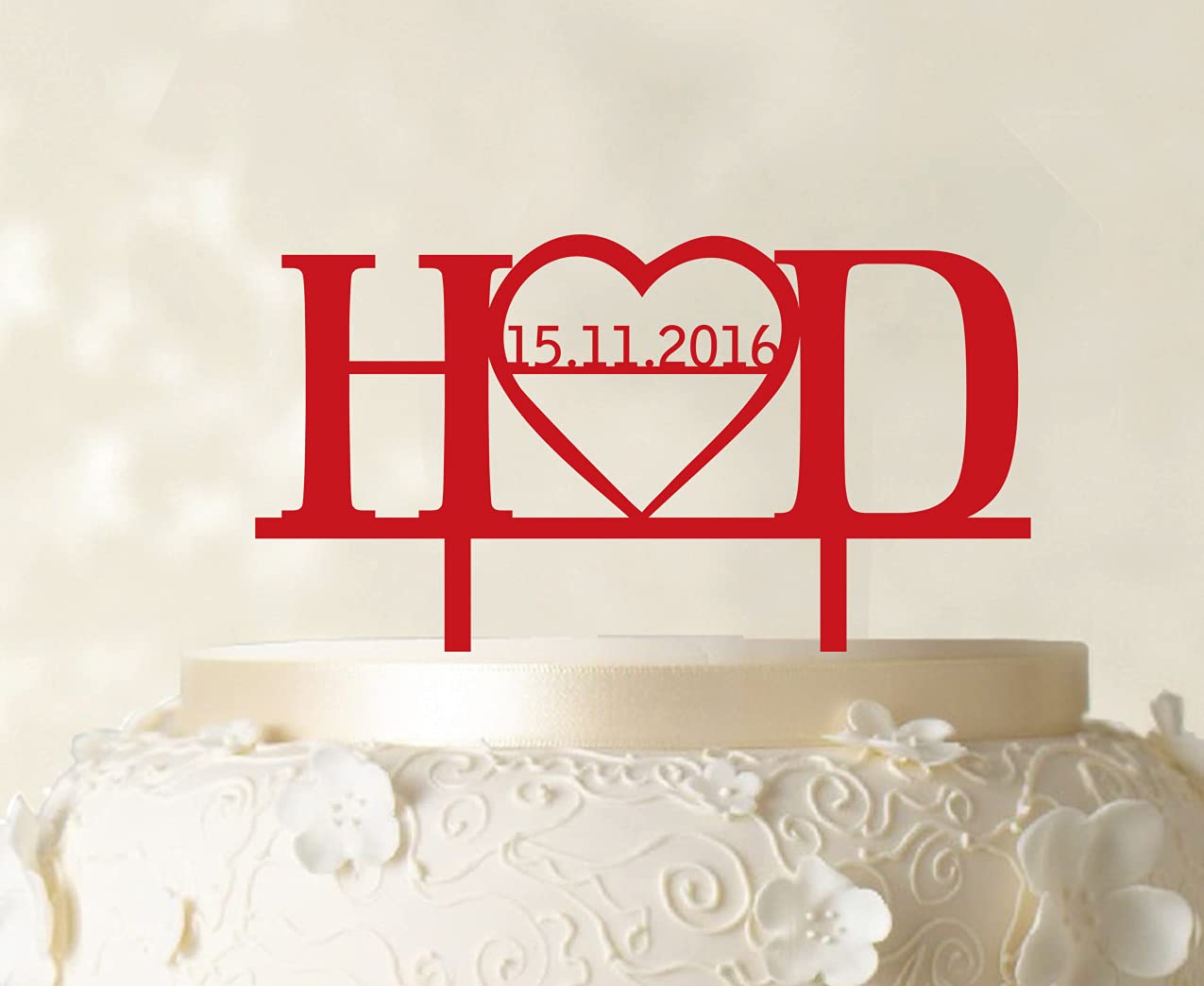 Custom Monogram Wedding Cake Topper - Personalized Cake Decorations (5