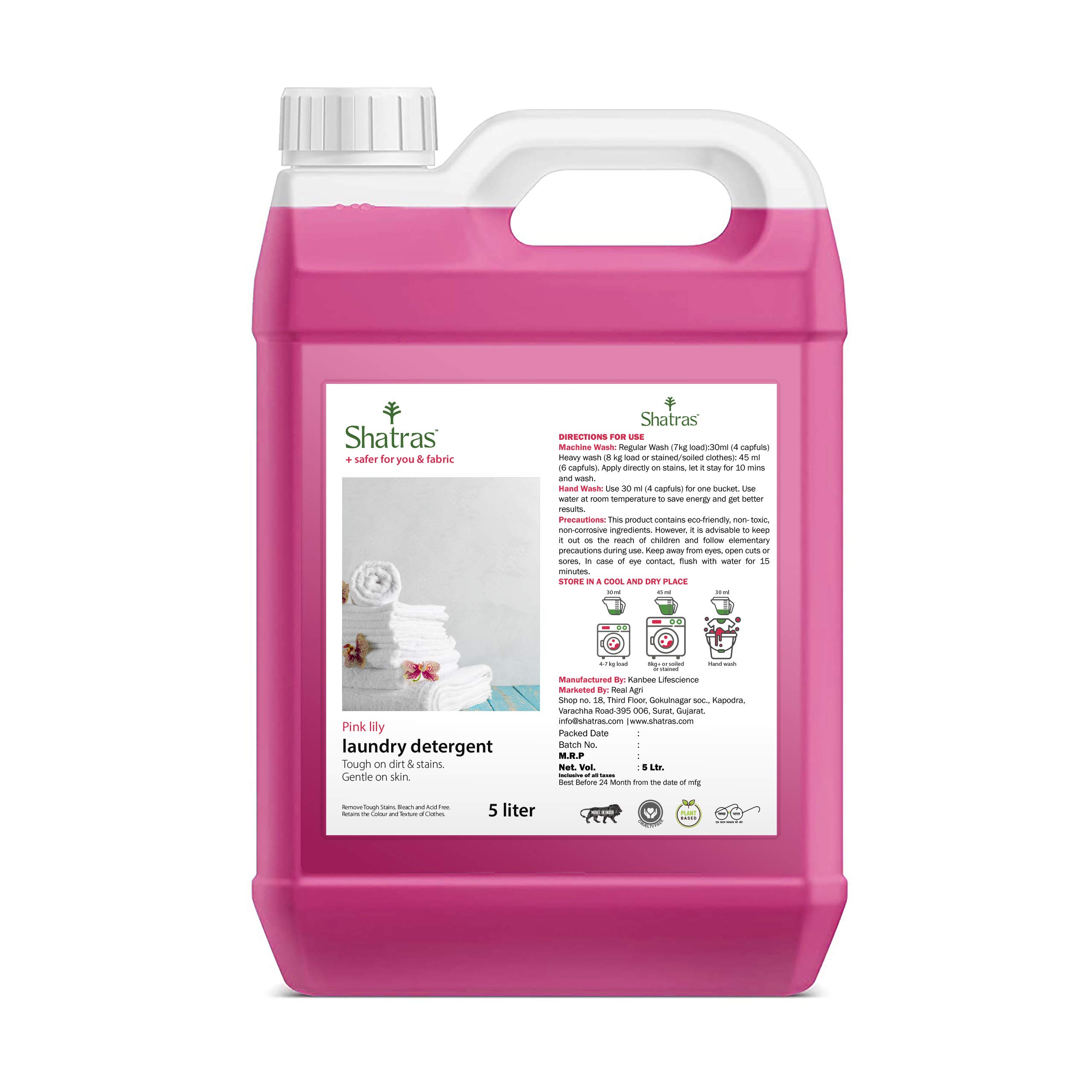 Shatras Natural Liquid Laundry Detergent - Hypoallergenic, Baby-Safe, Eco-Friendly with Fabric Conditioner - 5L for All Washing Machines (HE Compatible) - Perfect for Families, Sensitive Skin & Eco-Conscious Homes