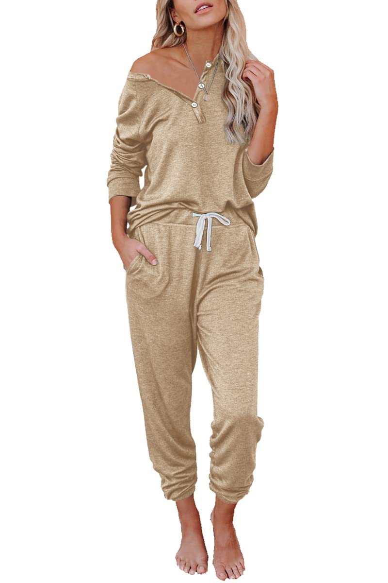 AUTOMET Women's 2-Piece Pajama Set - Cozy Fall Loungewear Sweatsuit with Sweatpants | Soft Lounge Outfit for Sleep, Relaxing at Home & Casual Wear