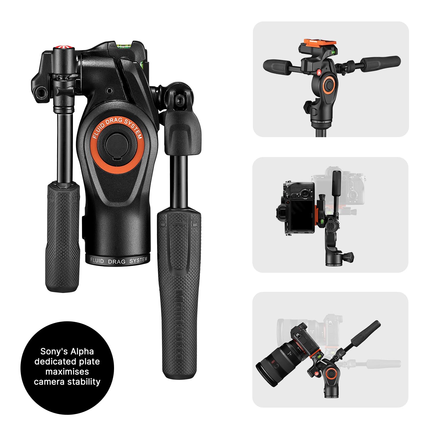 Manfrotto Befree Advanced 3-Way Aluminum Travel Tripod with Fluid Head for Sony Alpha Cameras - Compact Lever Lock Mini Tripod for Photography, Videography & Vlogging - Includes Carry Bag (MKBFRLA-3W) - Perfect for Travel, Outdoor Shoots & Content Creation