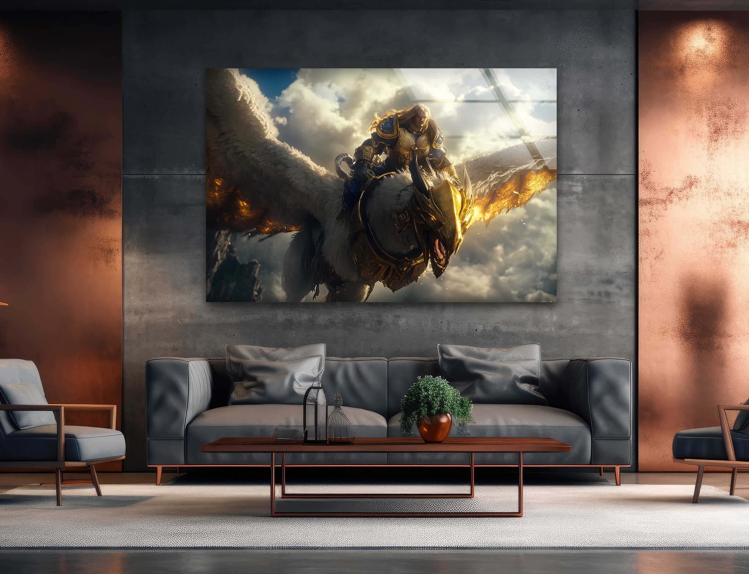 Arthas Menetil Stained Glass Wall Art - Handcrafted Fantasy Decor for Gaming Rooms, Living Rooms & Gifts