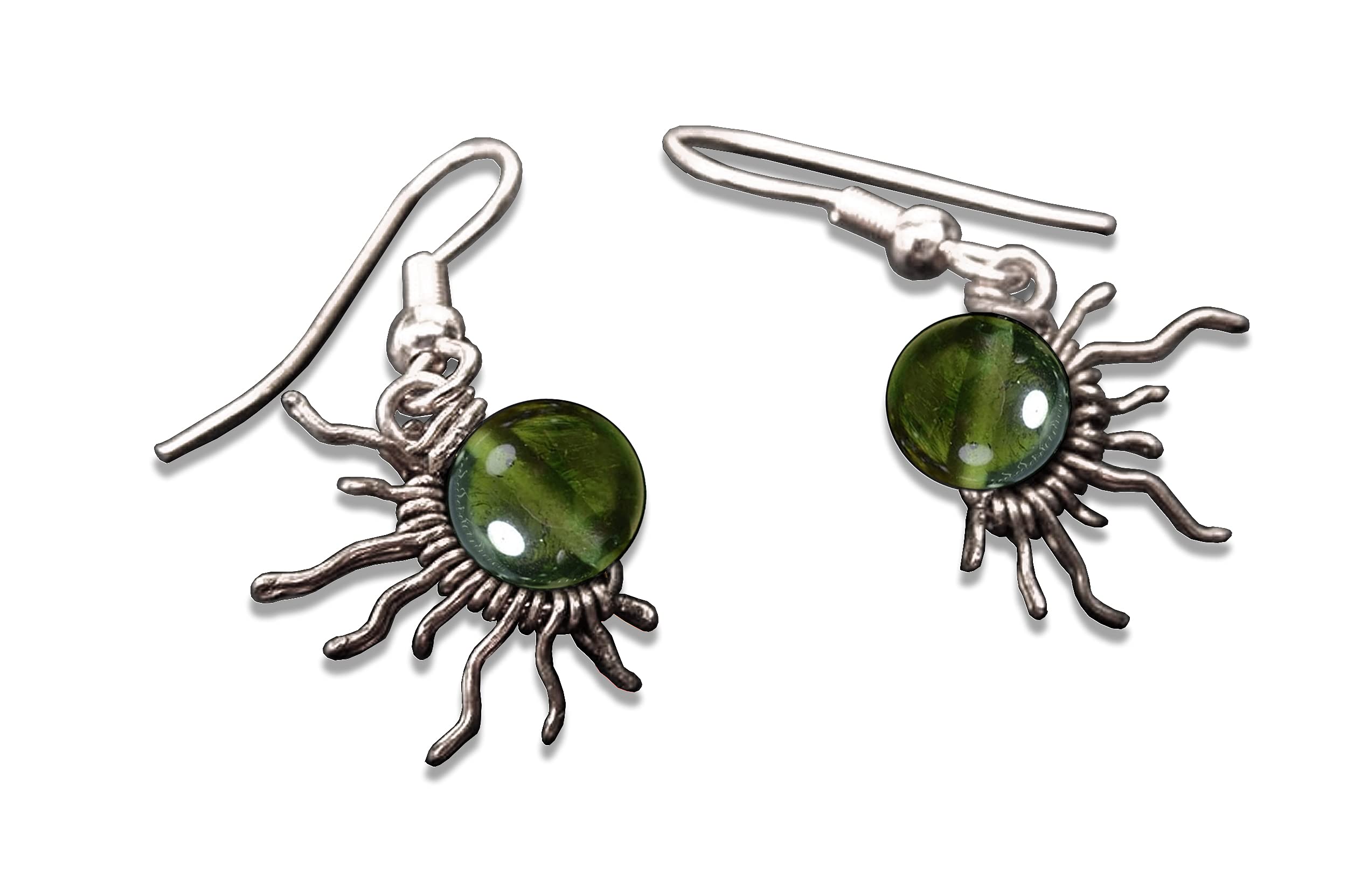 Authentic Czech Moldavite Sterling Silver Sunburst Earrings - Dainty Half Sun Charm Jewelry with Certificate | Boho Chic & Spiritual Healing Jewelry for Women