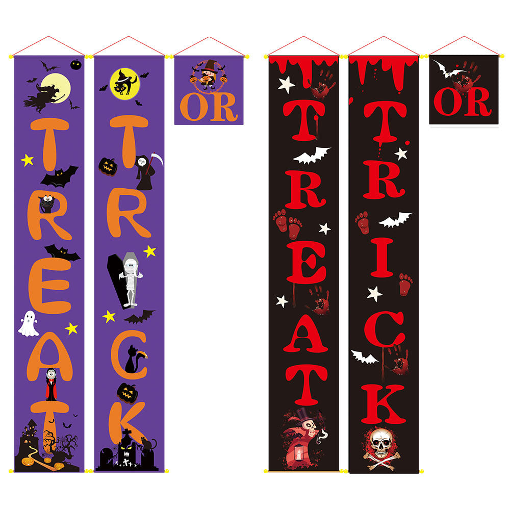 Spooky Halloween Outdoor Decoration Banner & Couplets Set - Perfect for Front Yard, Porch, and Party Decor