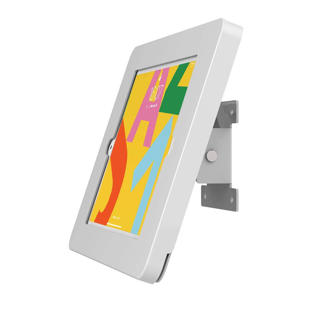 Beelta Tablet Wall Mount Holder Compatible with 10.2 Inch iPad 7th/8th/9th Gen - Anti-Theft Lock & Key - Metal White iPad Wall Mount for Smart Home, Gym, Kitchen, Office (Model BSW101T)