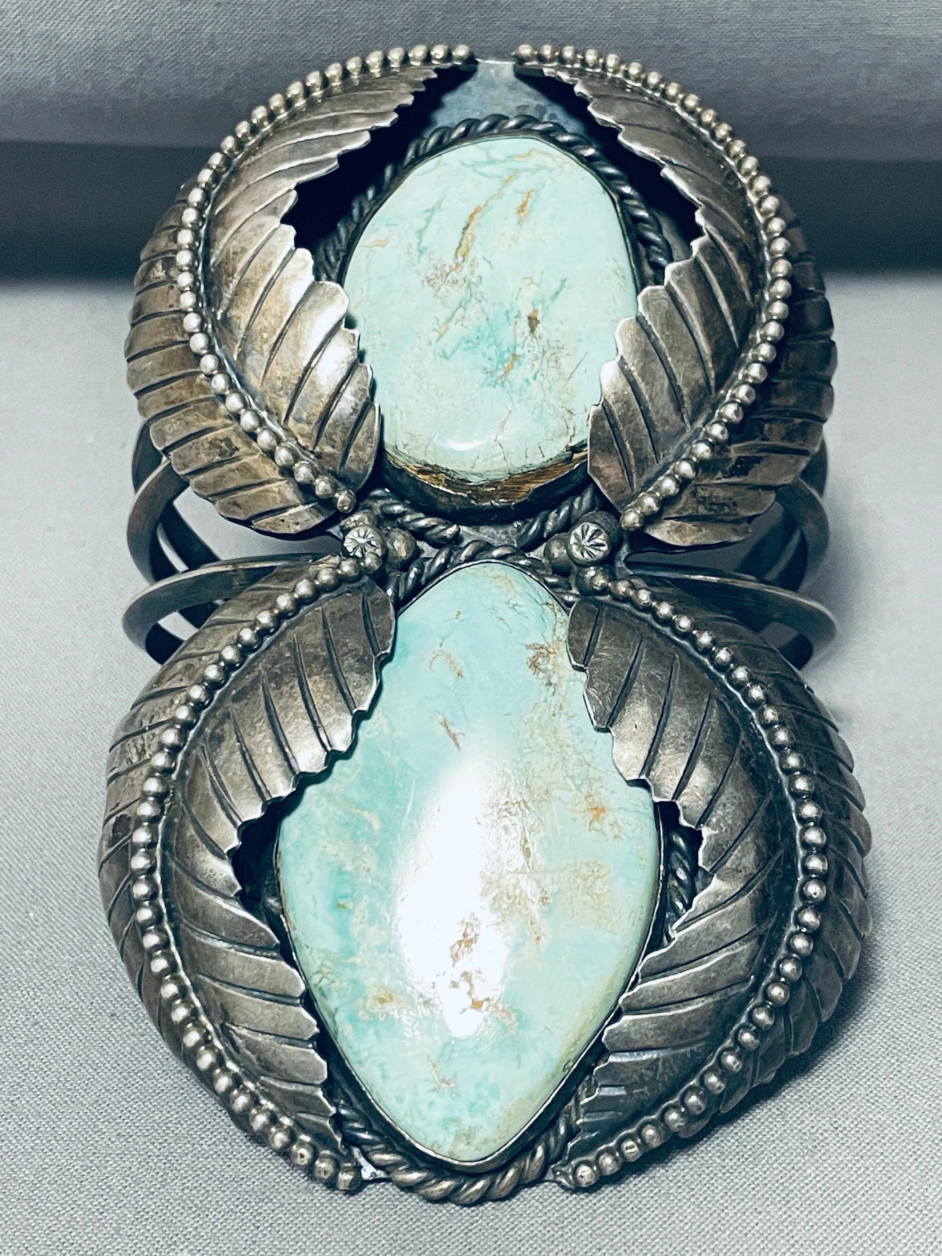 185 Gram Monster Mens Vintage Native American Navajo Turquoise Sterling Silver Bracelet