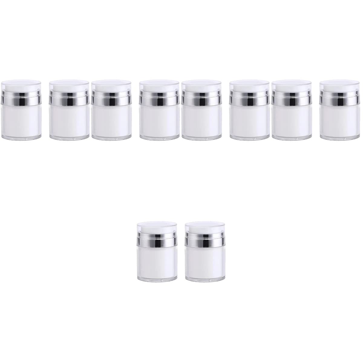 FRCOLOR 10-Pack 50ML Airless Pump Bottles - Refillable Travel-Sized Cosmetic Containers for Lotion, Cream, Foundation & Makeup | Leak-Proof Vacuum Press Design | Perfect for Travel, Gym, Daily Skincare & Makeup Organization