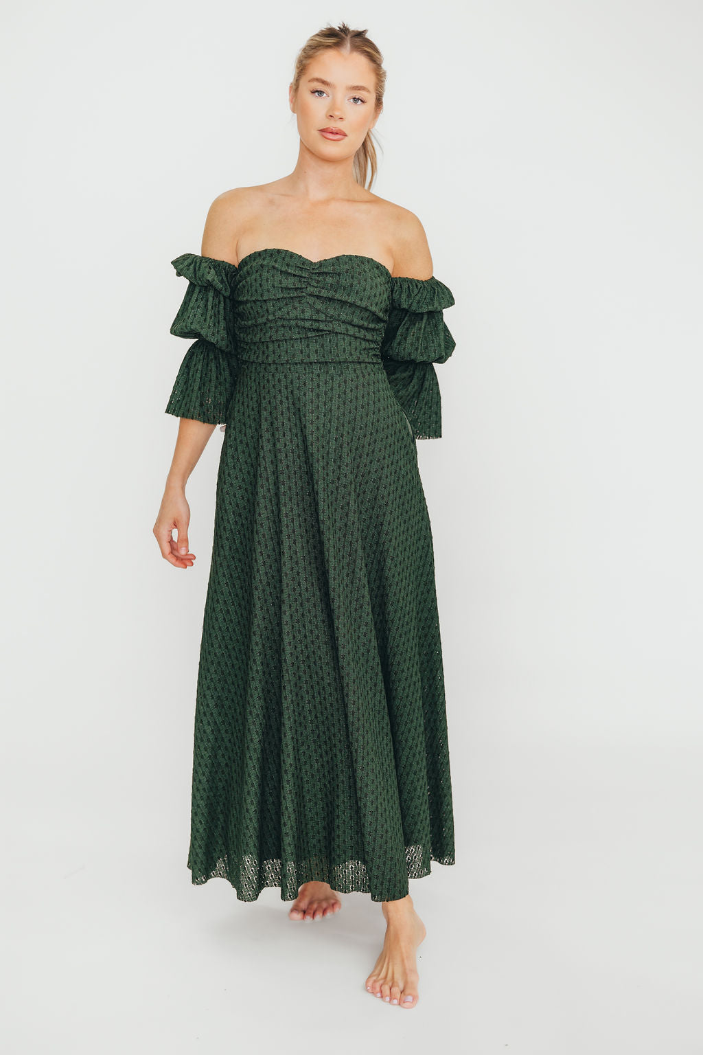 Corrine Women's Maxi Dress with Pockets - Flowy Long Summer Dress in Hunter Green for Beach, Vacation & Casual Wear