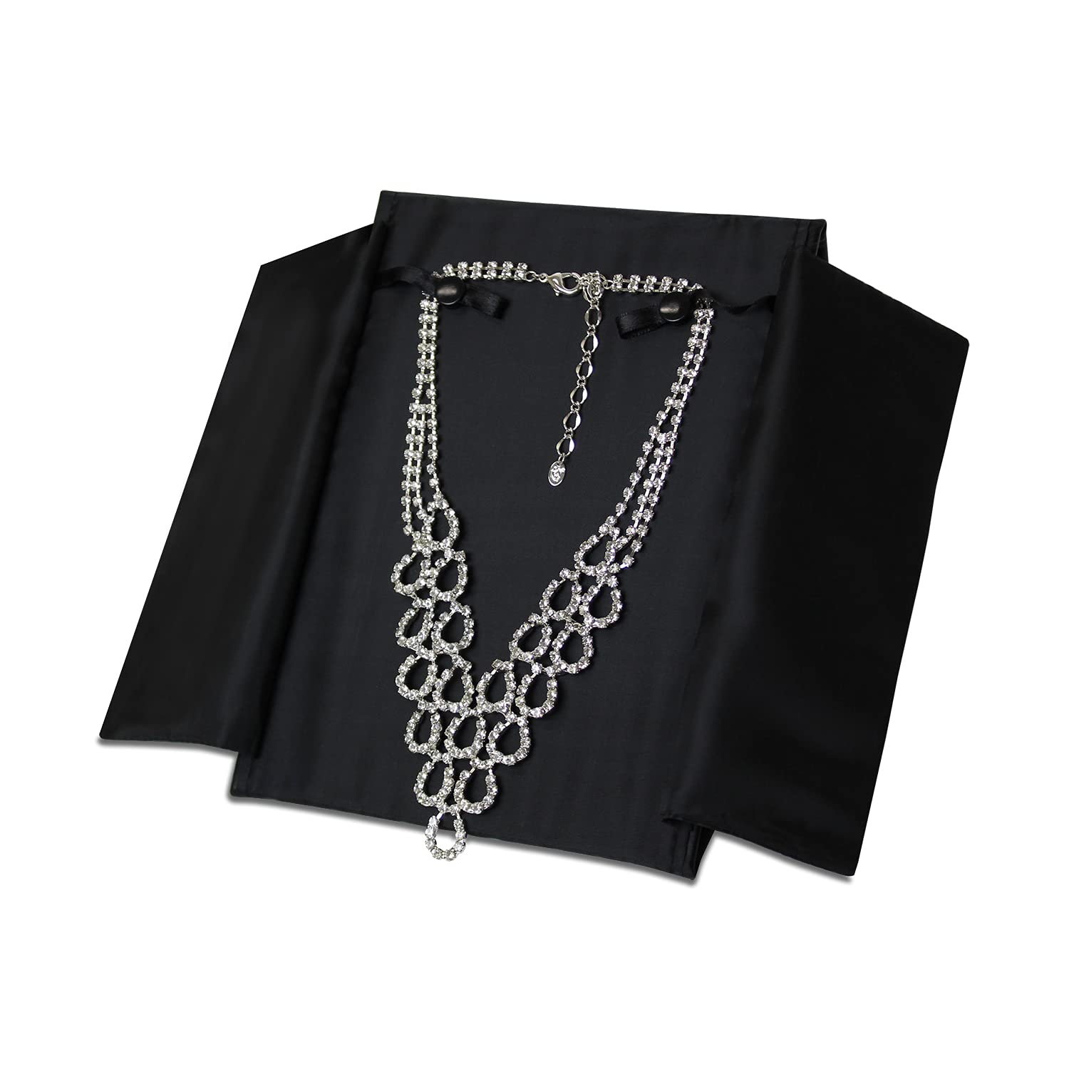 MOOCA Black Leatherette Jewelry Organizer - Travel Necklace Storage Case with Multiple Compartments, Jewelry Display Box & Necklace Holder for Women | Perfect for Travel, Home Storage & Gift Giving