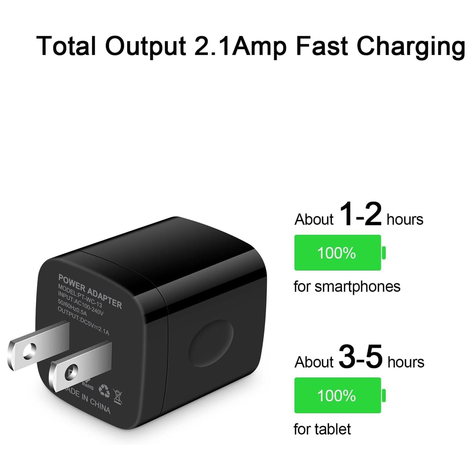 Fast Charging USB Wall Adapter 3-Pack - Dual Port 2.1A Wall Charger Block for iPhone 16/16 Pro/15/14/13/12/11/XS Max/XR/X/8/7/6, iPad & Samsung - Compact Cube Design for Home, Office & Travel Charging