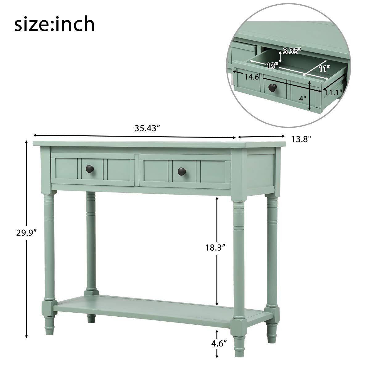 P PURLOVE Narrow Console Table with Drawer - Small Entryway Table for Hallway, Living Room & Foyer - Slim Sofa Table with Storage for Small Spaces & Apartments - Perfect for Home Decor & Organization