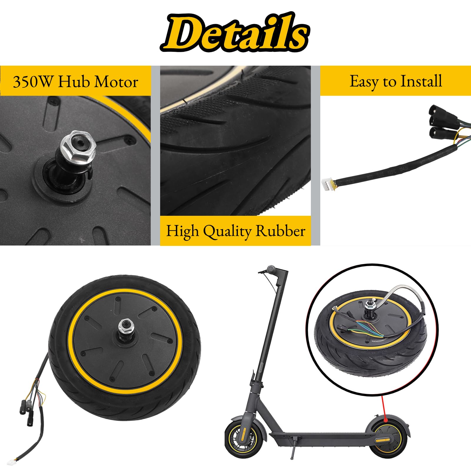 350W Electric Scooter Hub Motor - 9.8 Inch Conversion Kit with Pneumatic Tires for G30 Scooters | High-Performance Replacement Motor for Commuting & Urban Transportation