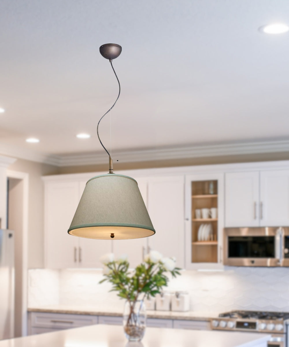 16W Gold Laced Cafe Pendant Light with Textured Oatmeal Slotted Empire Shade & Diffuser - Perfect for Coffee Shops, Restaurants, and Home Kitchen Island Lighting