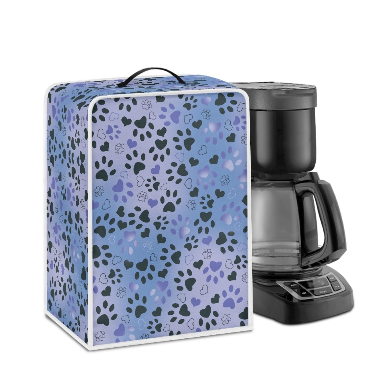Purple Dog Paw Print Coffee Machine Dust Cover - Polyester Protective Cover for Stand Mixers & Coffee Makers - Keep Appliances Clean in Kitchen, Office or Cafe