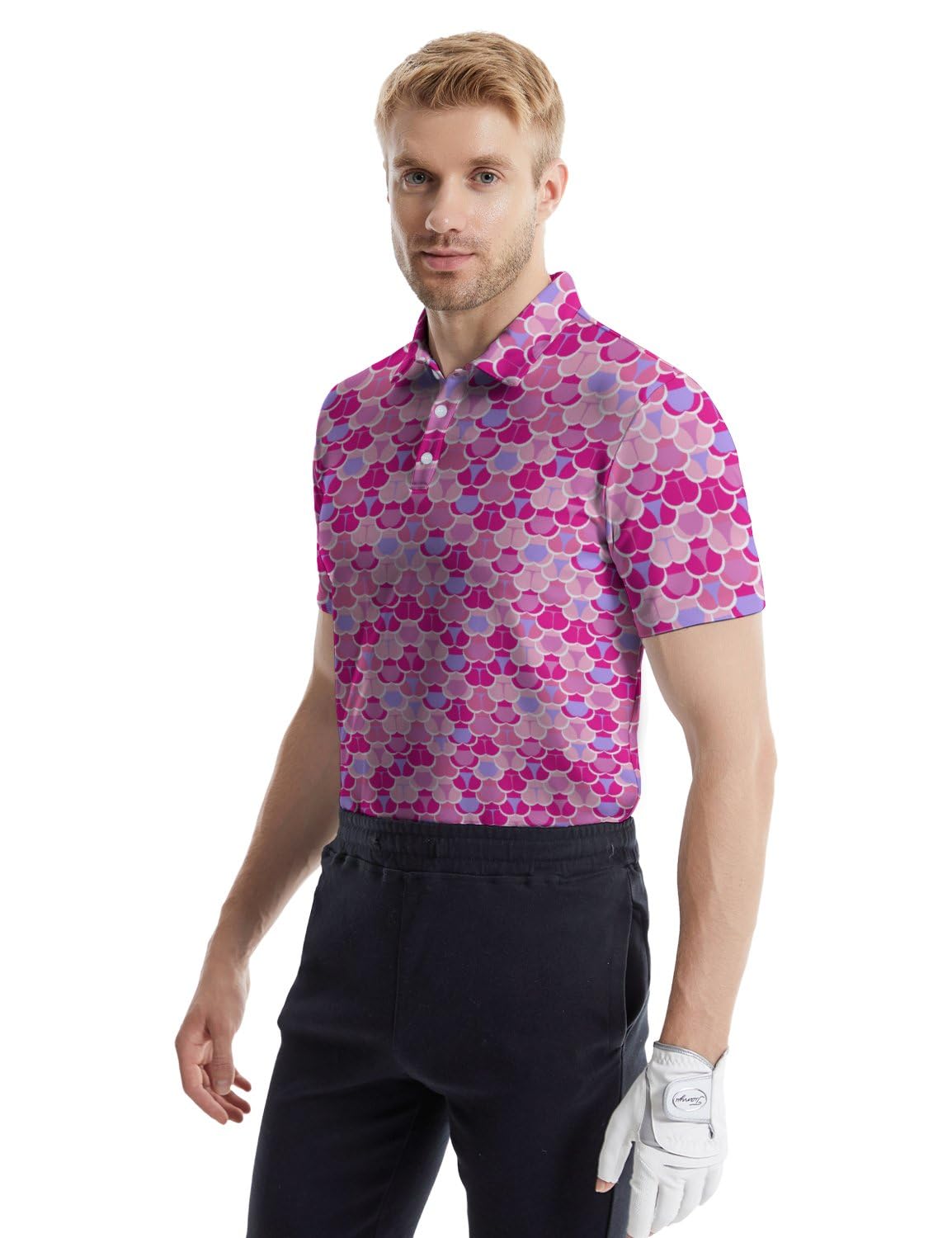 Funny Hawaiian Golf Polo Shirts for Men - 80s Retro Beach Style for Summer Golfing