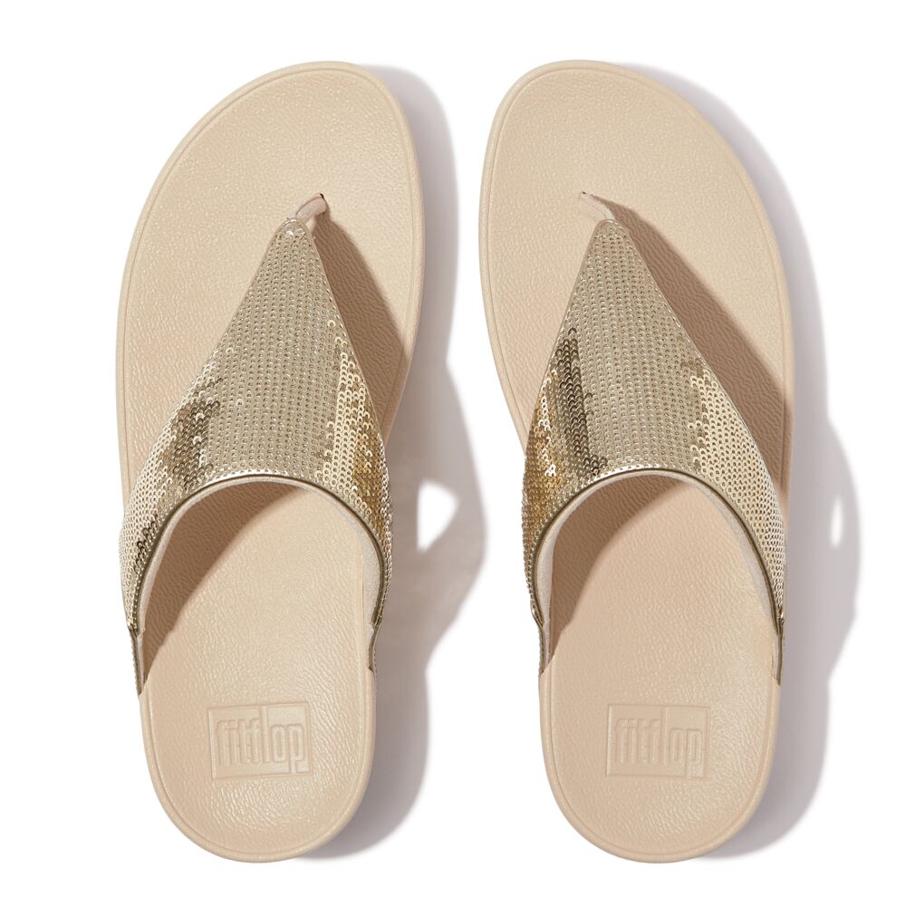 FitFlop Lulu Sequin Sandals for Women - Sparkly Glitter Flip Flops with Arch Support | Comfortable Summer Beach Shoes for Pool, Vacation & Casual Wear