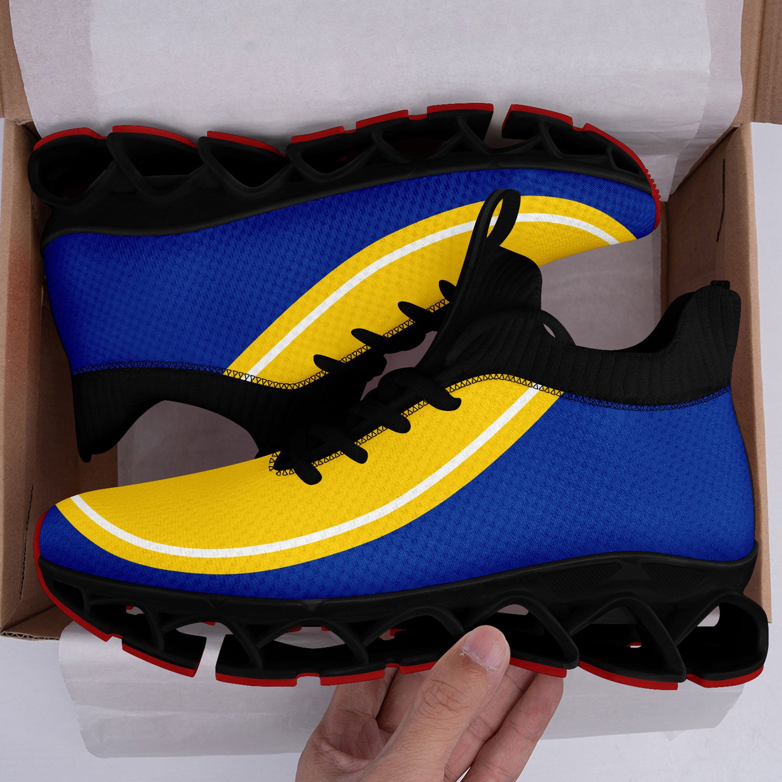 Custom Blue & Yellow Maxsoul Personalized Sneakers - Lightweight Comfortable Running Shoes for Men & Women | Perfect for Gym, Jogging & Casual Wear (Model: FN030XD D020388)
