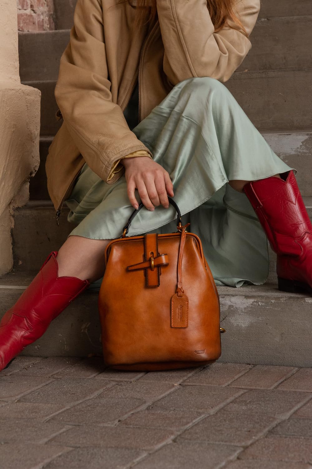 Genuine Leather Backpack Purse for Women - Convertible Shoulder Bag & Fashion Casual Backpack - Ladies Leather Shoulder Bag (Chestnut Ombre) - Perfect for Work, Travel & Everyday Use