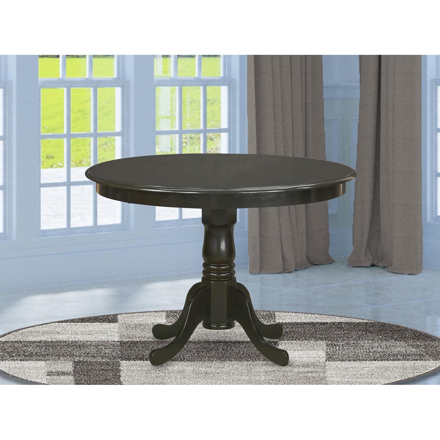 East West Furniture HLT-Cap-TP Hartland 42 Inch Round Dining Table with Pedestal Base in Cappuccino Finish - Perfect for Kitchen, Breakfast Nook, and Small Space Dining Rooms
