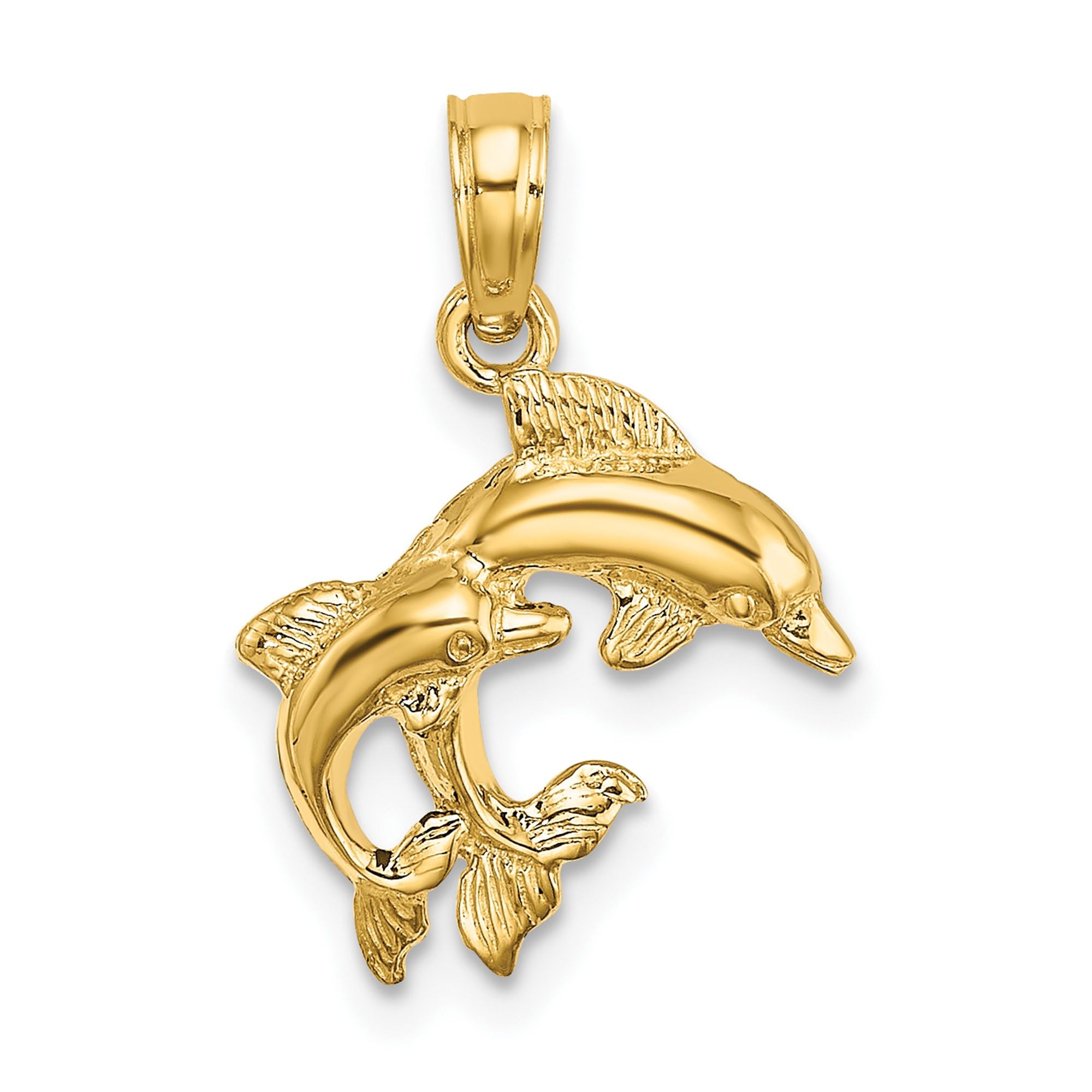 14K Solid Yellow Gold Sea Dolphin Necklace - Ocean Fish Pendant Jewelry for Women | Perfect Summer Beach Gift, Nautical Charm for Vacation & Sea Lover