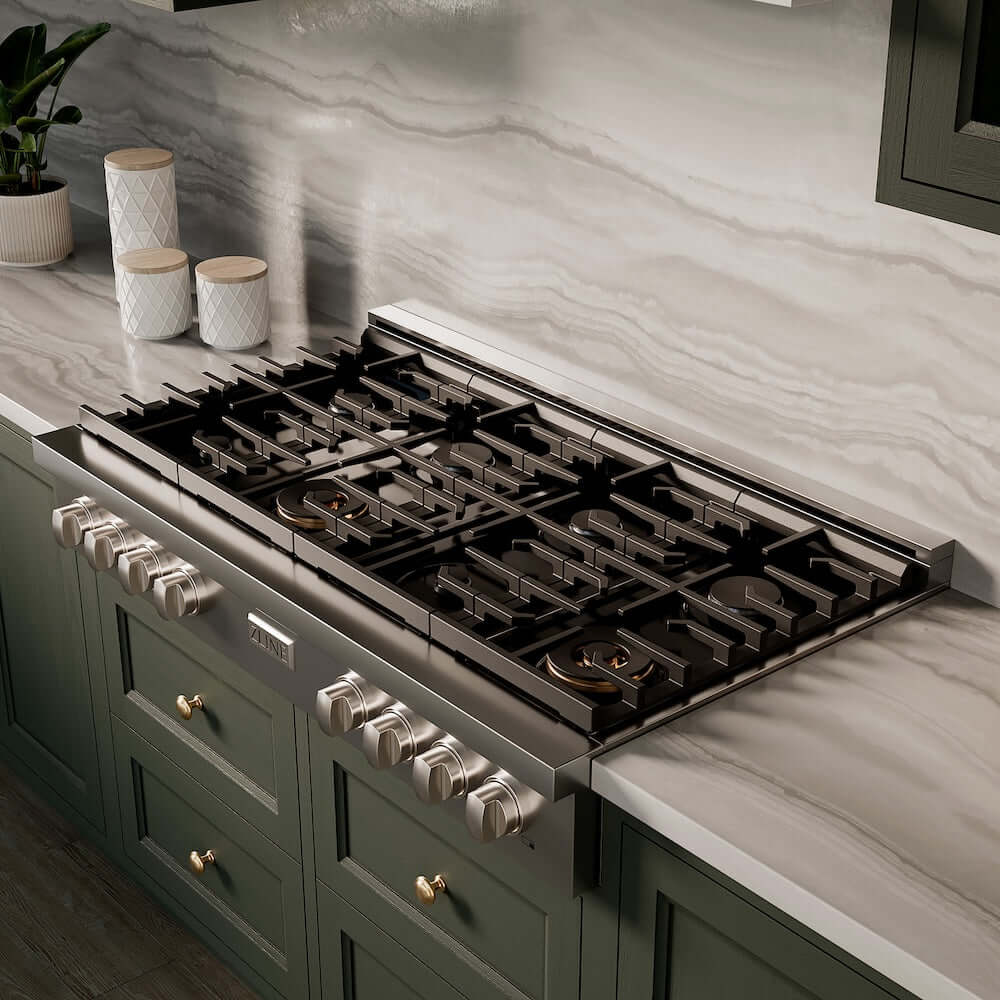 ZLINE 48-inch Stainless Steel Gas Rangetop with 8 Burners & Porcelain Cooktop - Professional SRT48 Model for Home Kitchens & Commercial Use | Perfect for Chefs, Restaurants & Large Family Cooking