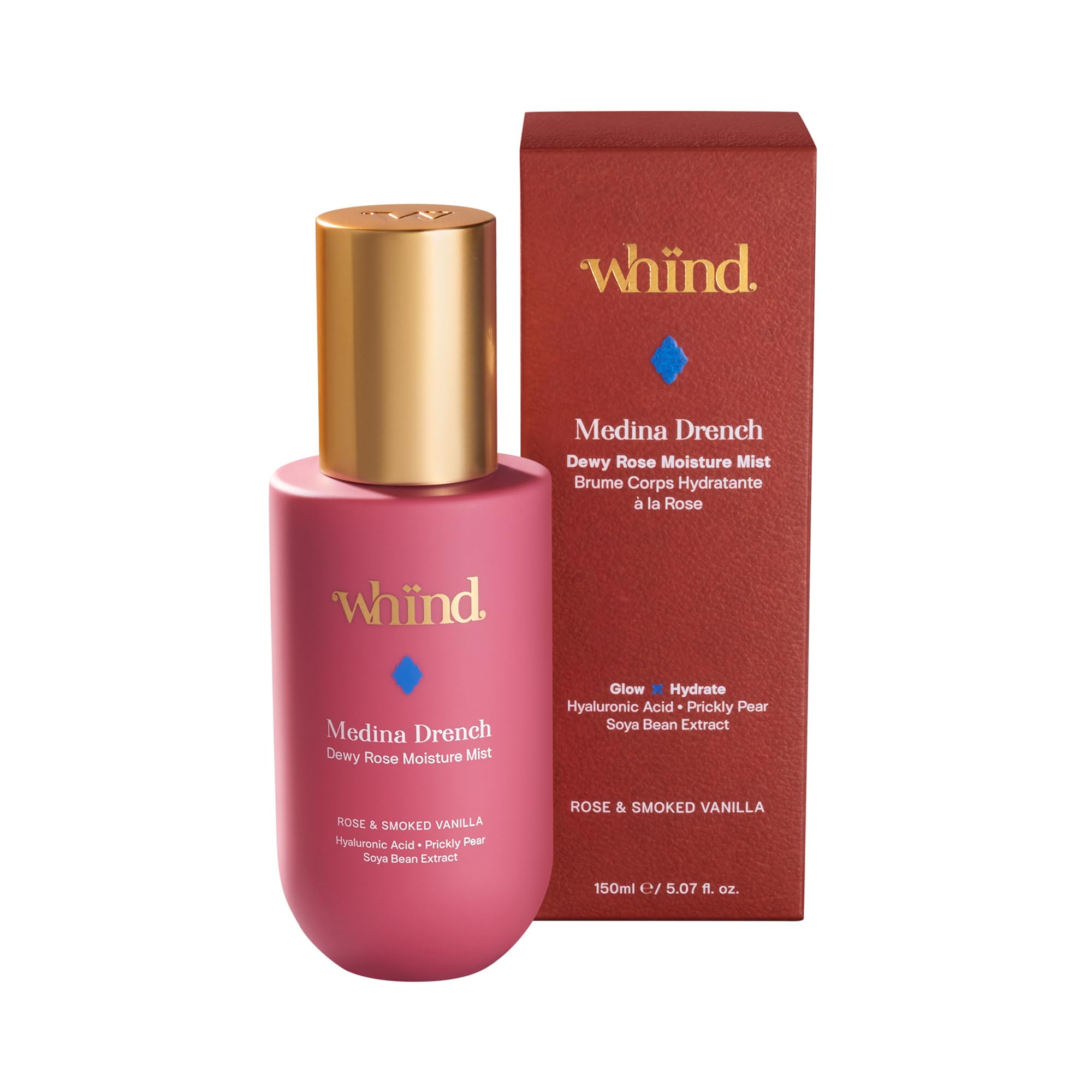 Medina Drench Dewy Rose Hydrating Face Mist with Hyaluronic Acid & Aloe Vera | 72-Hour Moisture Lock | Lightweight Refreshing Rose Scent | 5.07 Fl Oz | Perfect for Dry Skin, Makeup Setting & On-The-Go Hydration