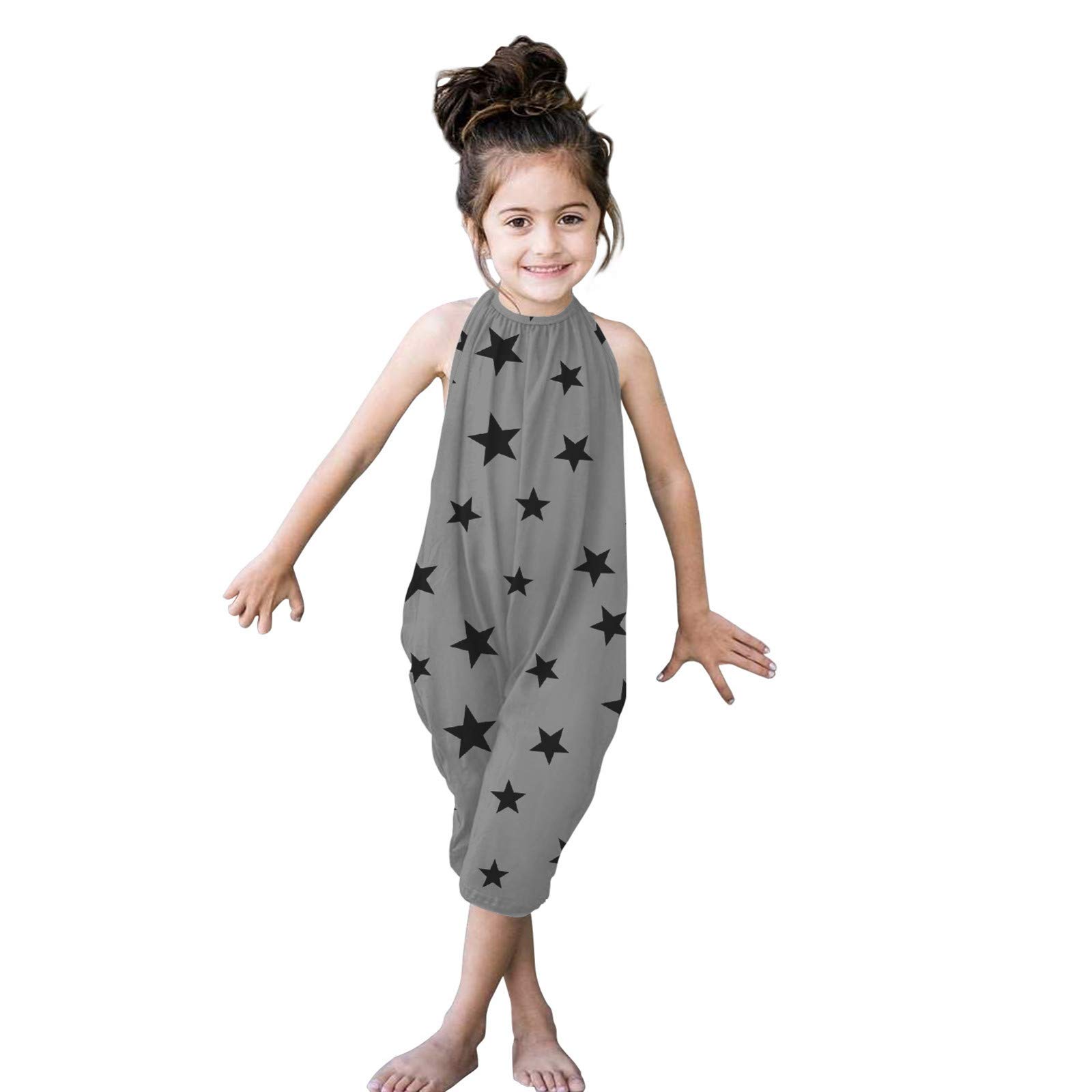 LISfsa Newborn Baby Summer Romper Jumpsuit - Cute Star Print Strap Romper for Toddler Girls & Kids - 1-Piece Summer Outfit for Beach, Park & Playdates