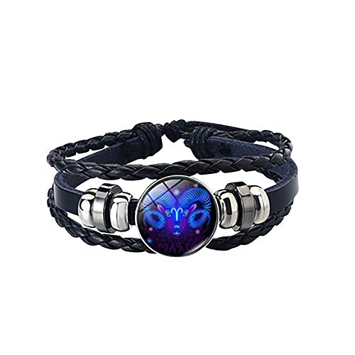Elegant Women's Constellation Rope Bracelets & Leather Bracelets for Men - Adjustable Zodiac Jewelry for Daily Wear & Gift Giving (One Size)