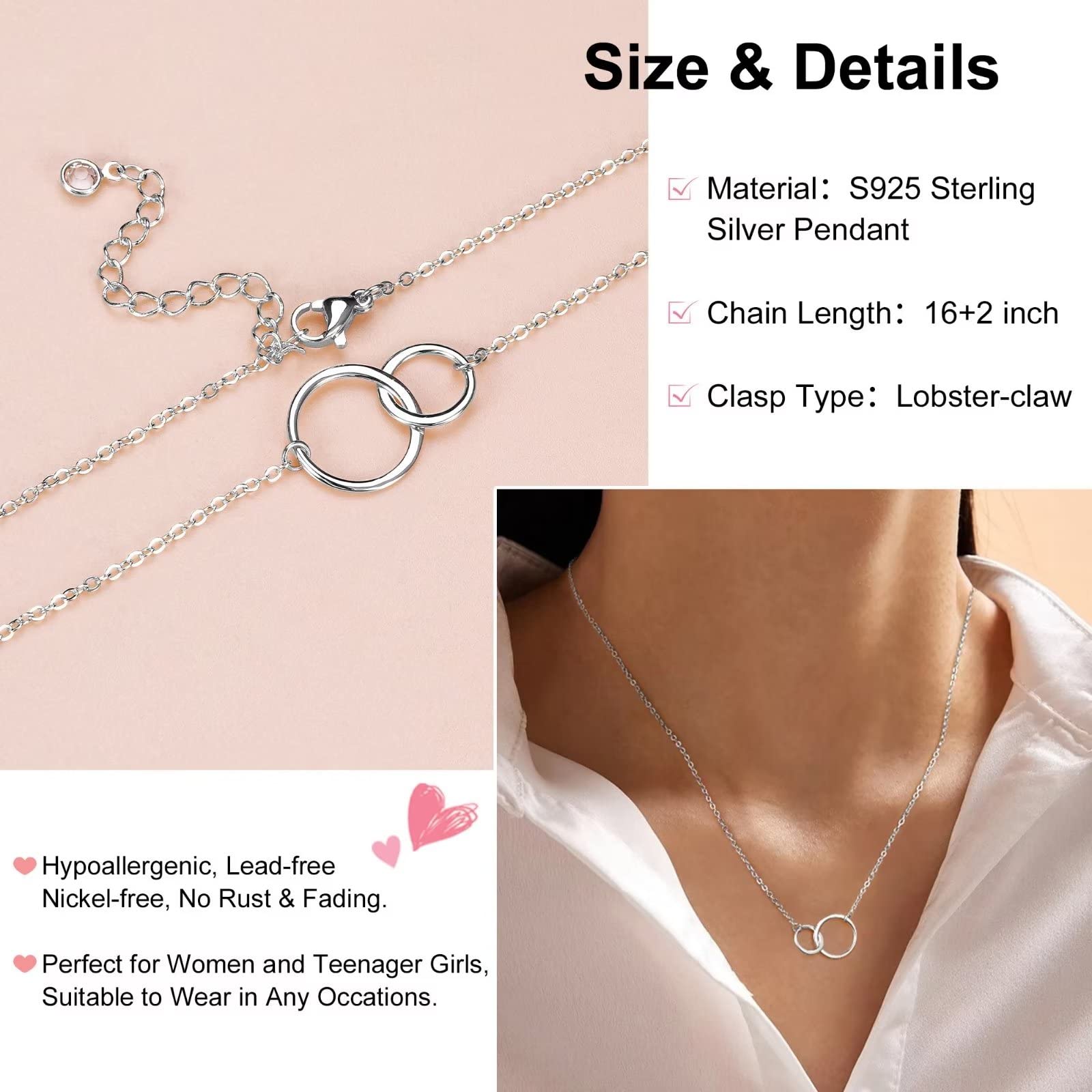 STORUP Mothers Daughter Necklace Set - Circle Pendant Jewelry for Mom & 2/3/4/5 Daughters - Unique Birthday Gift for Women - Perfect for Mother's Day, Christmas & Family Bonding Moments