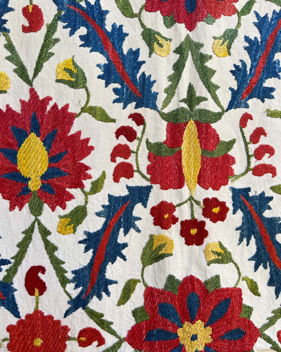 Medium Suzani 060 - Premium Handmade Cotton Suzani Pillow Cover - Boho Home Decor for Living Room, Bedroom & Sofa