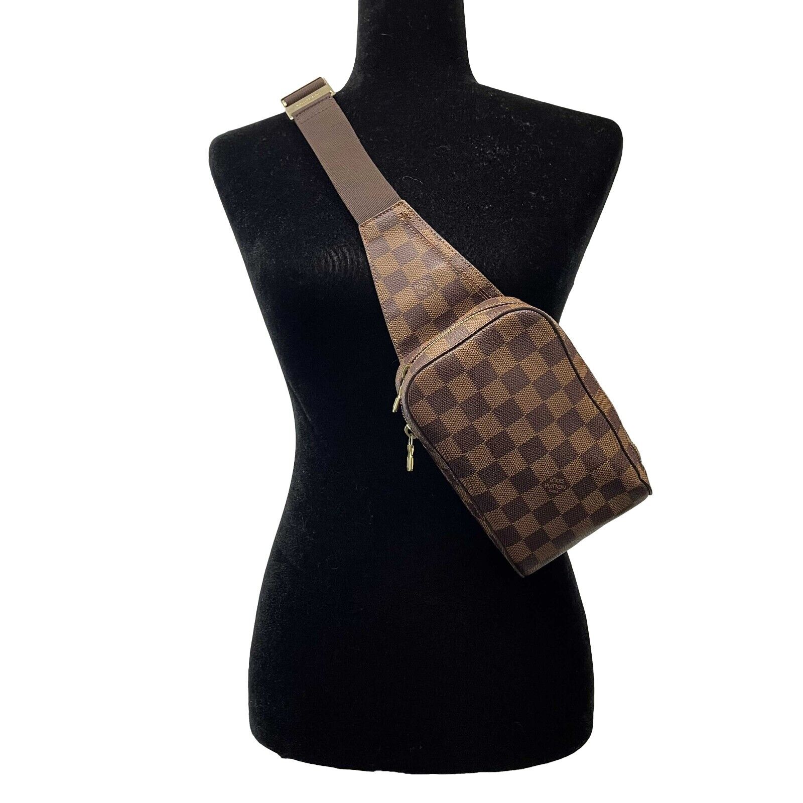 Louis Vuitton Unisex Geronimo Canvas Crossbody Fanny Pack - Damier Ebene Pattern Waist Bag for Travel, Concerts & Everyday Use