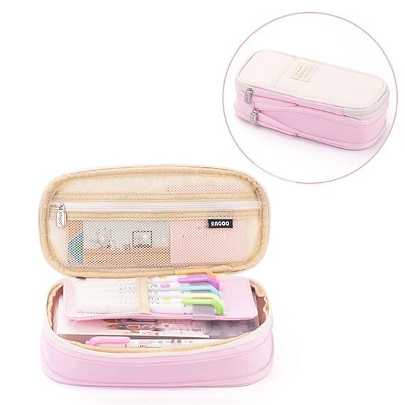 VODIQ Large Zippered Pencil Case with Multiple Compartments - Colorful High Capacity Pen Pouch Organizer for School, College, Office & Travel Storage - Perfect for Students, Artists and Professionals to Organize Writing Supplies On-The-Go